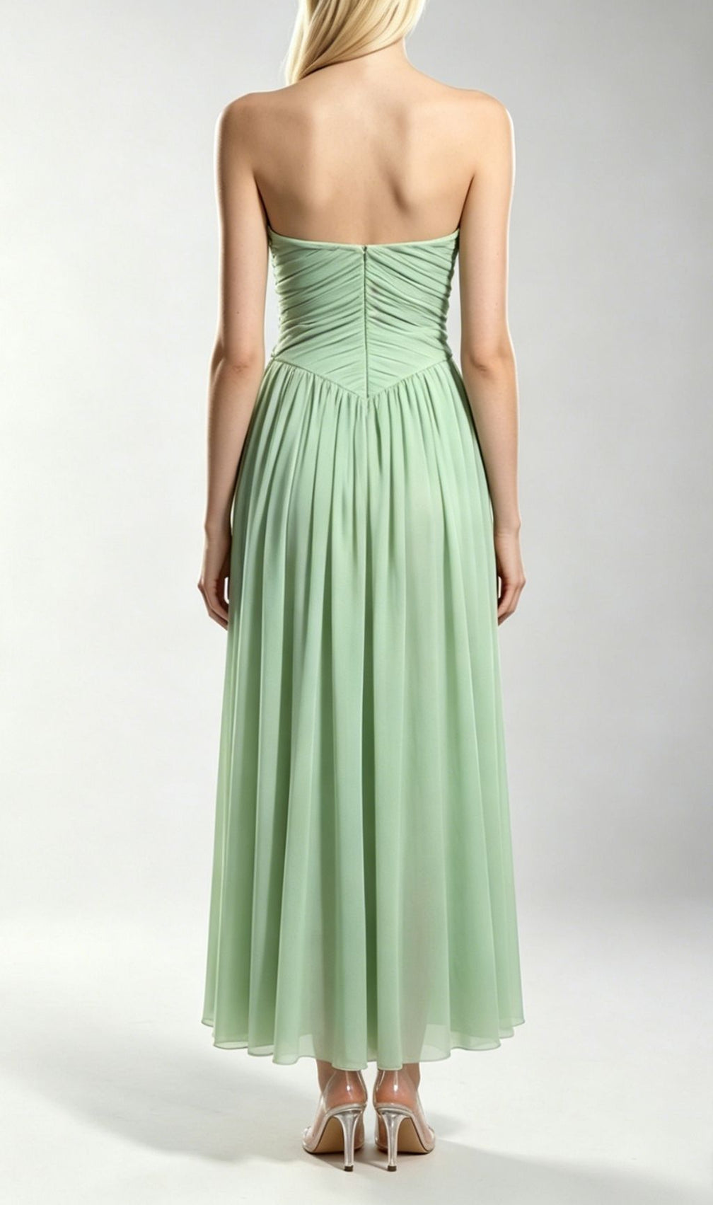 Kori Green Strapless Flower Maxi Dress