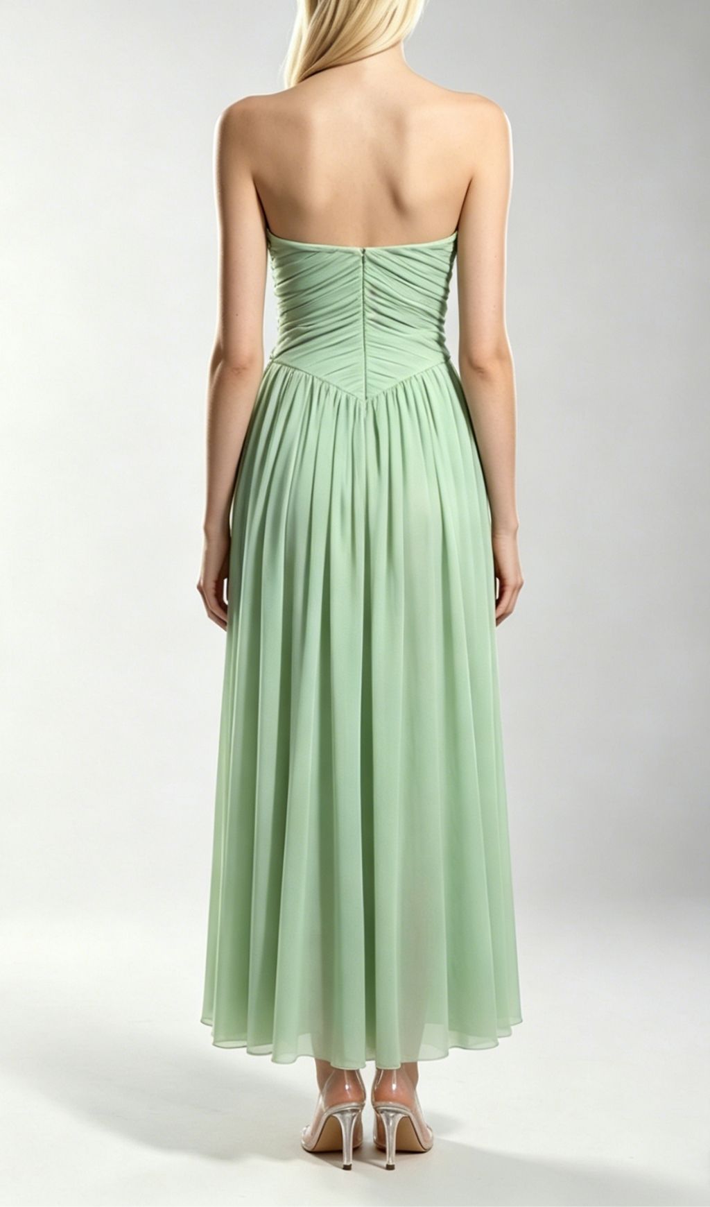 Kori Green Strapless Flower Maxi Dress