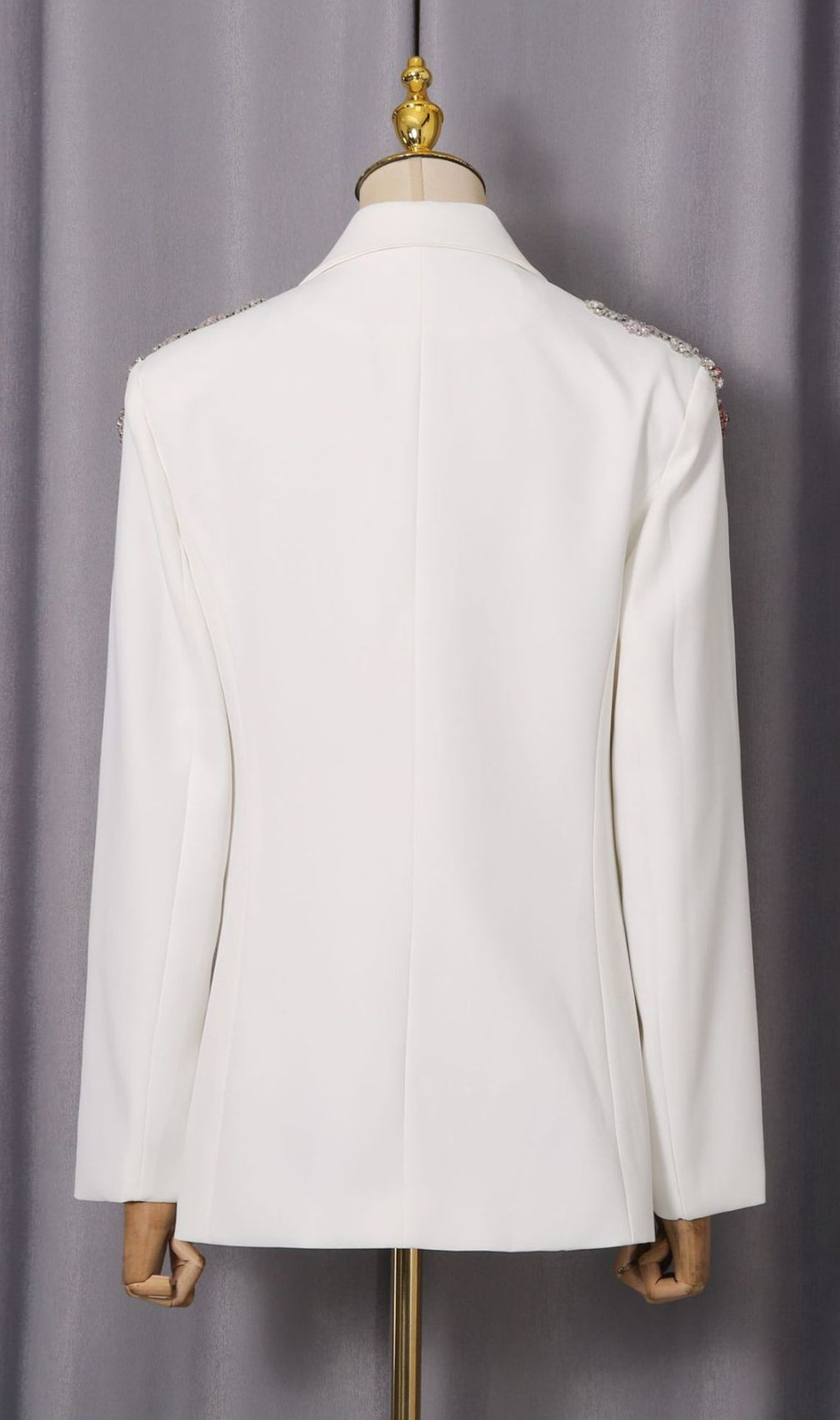 Idoya Diamante Floral Embellished Black Double-Breasted Blazer for Women