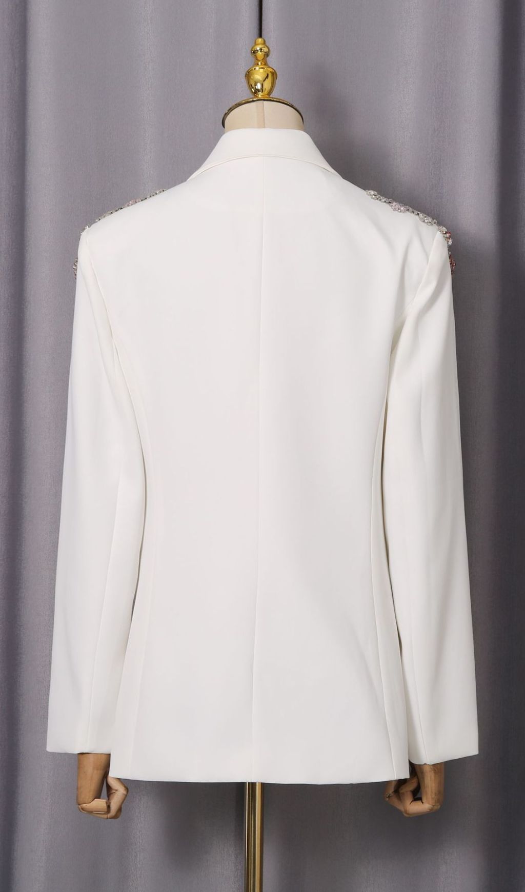 Idoya Diamante Floral Embellished Black Double-Breasted Blazer for Women