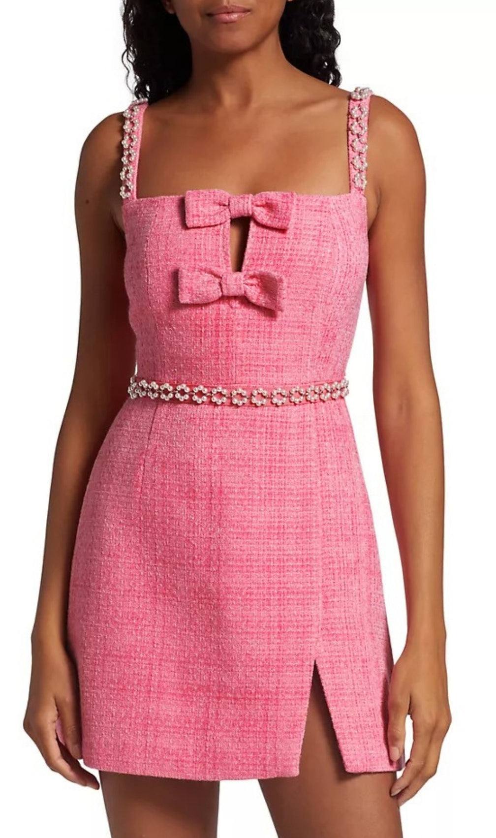 Beaded Bouclé-Knit Mini Dress
