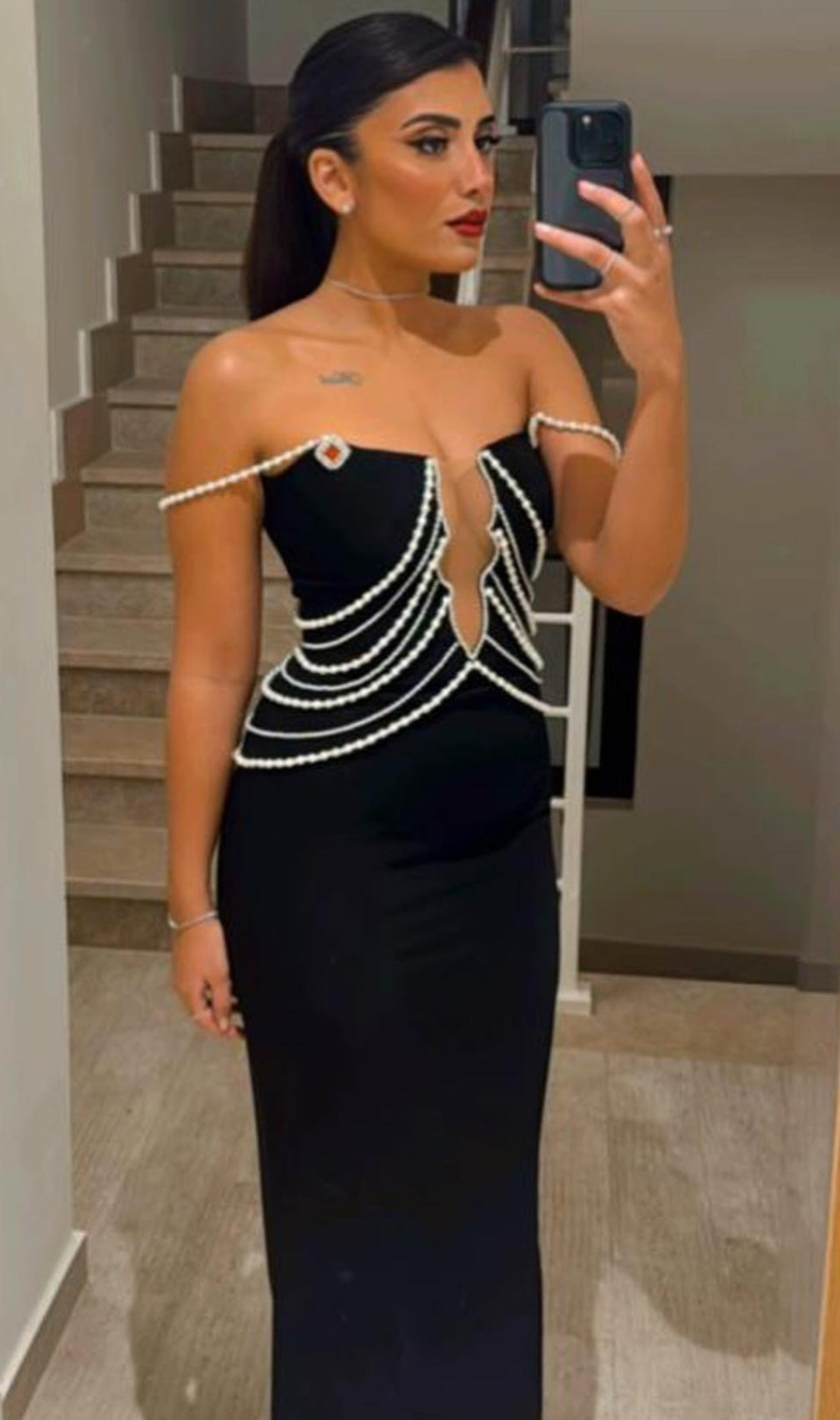 Clifton Black Pearl Bandage Maxi Dress