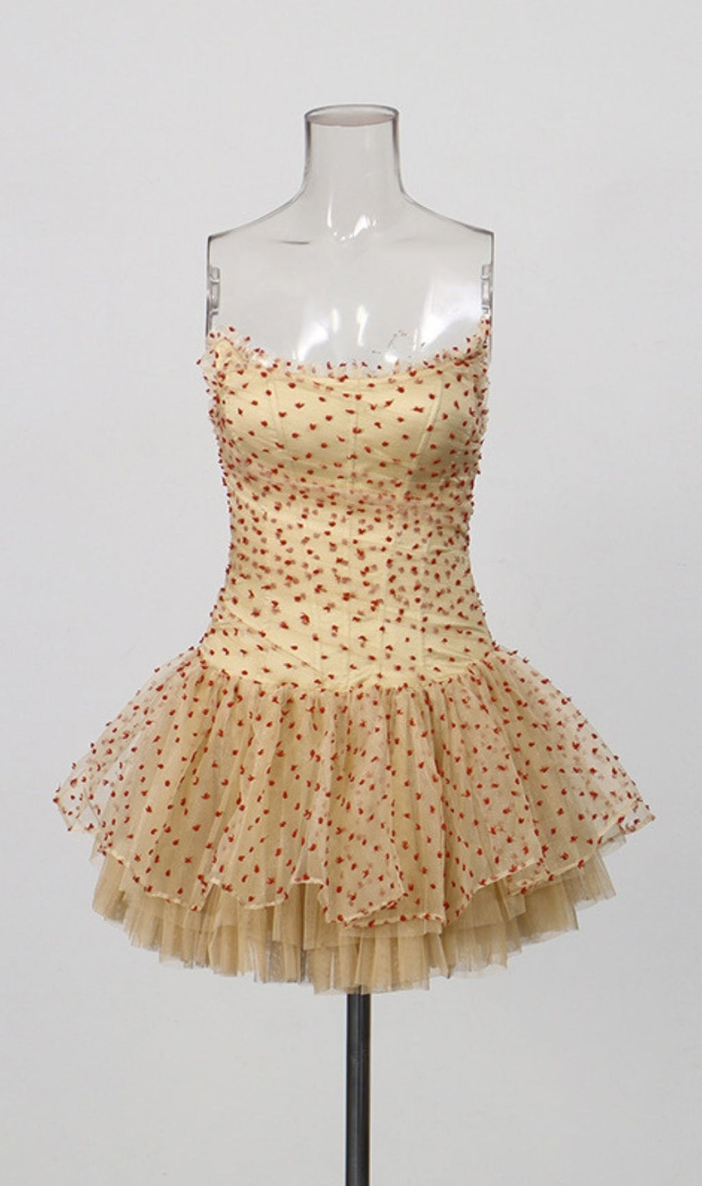 Kerra Dreamy Sky Blue Strapless Sparkle Tulle Mini Dress