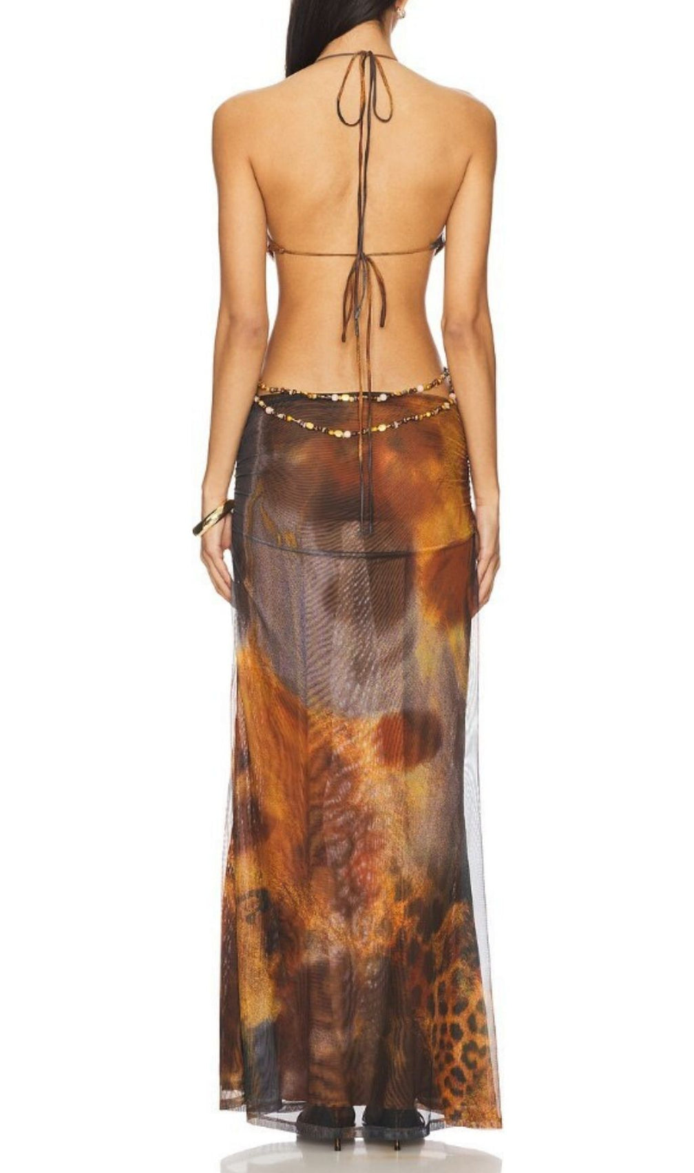 Kekona Halter Cutout Maxi Dress | Exotic Print & Glamorous Chain Detail