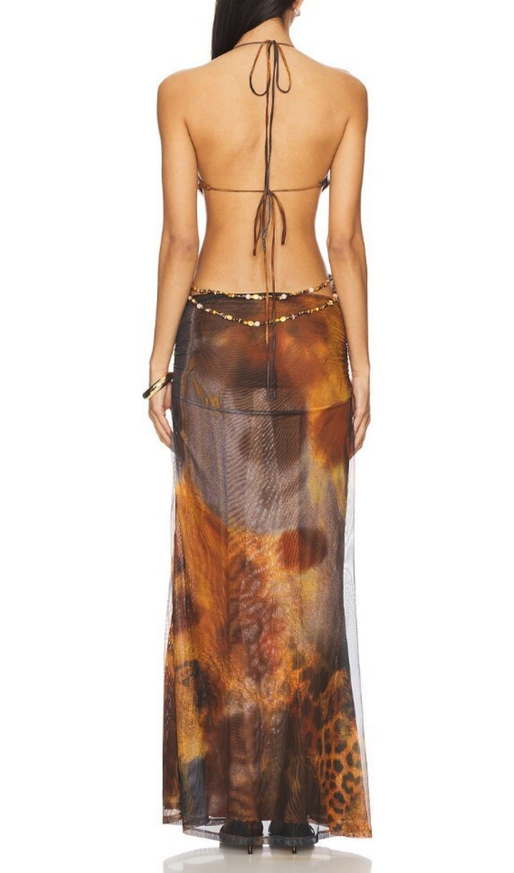 Kekona Halter Cutout Maxi Dress | Exotic Print & Glamorous Chain Detail