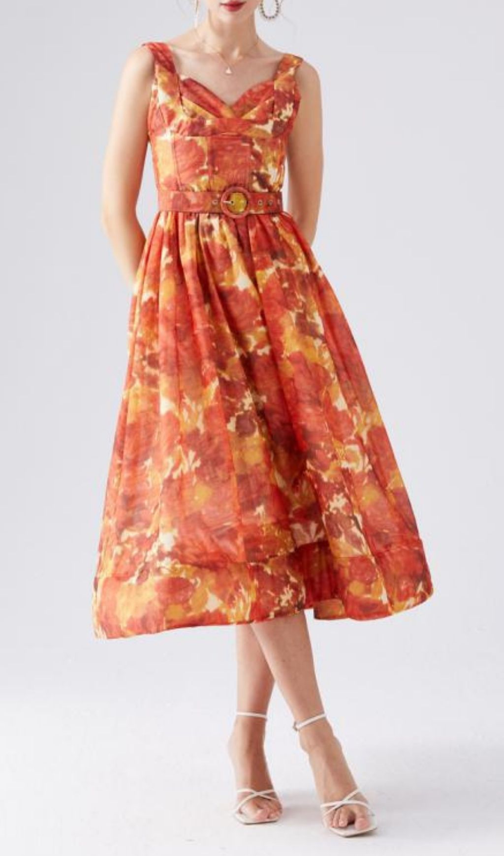 Kamana Sunset Bloom Midi Dress - Vibrant Bohemian Chic for Women