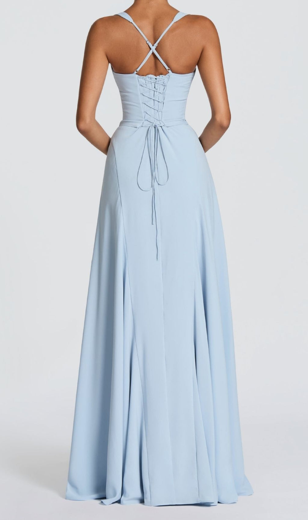 Khloe Blue Halter Maxi Dress | Elegant Strappy Evening Gown