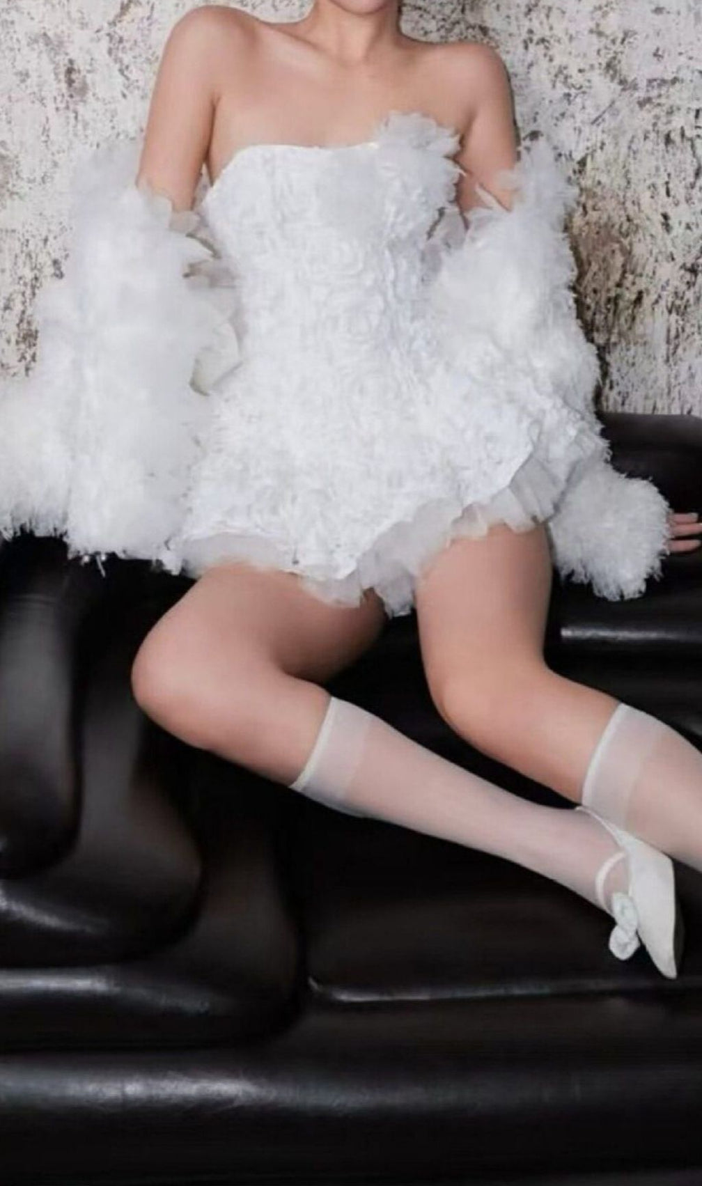Keisha White Strapless Flower Mini Dress