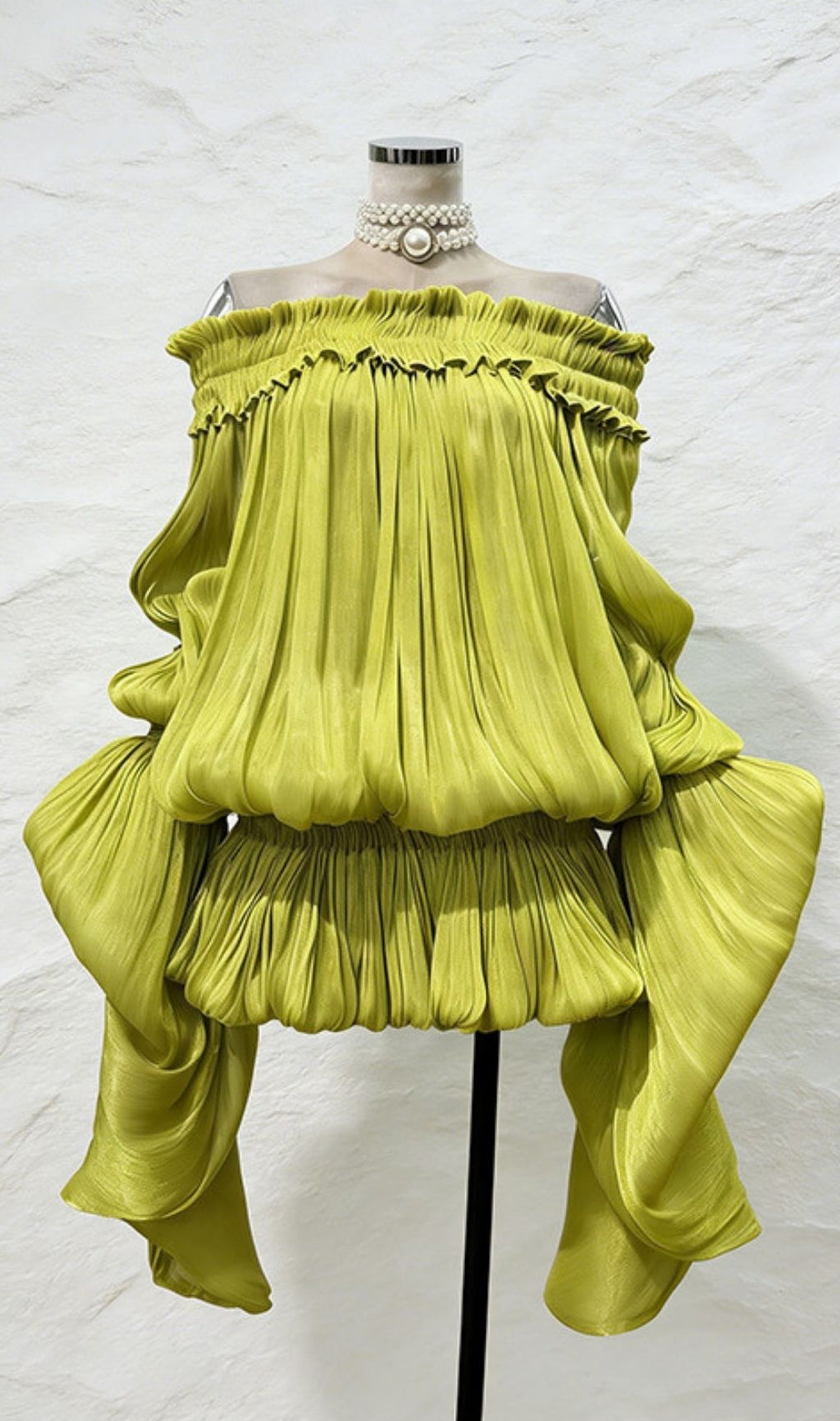 Kalolina Ethereal Off-Shoulder Ruffle Chiffon Mini Dress