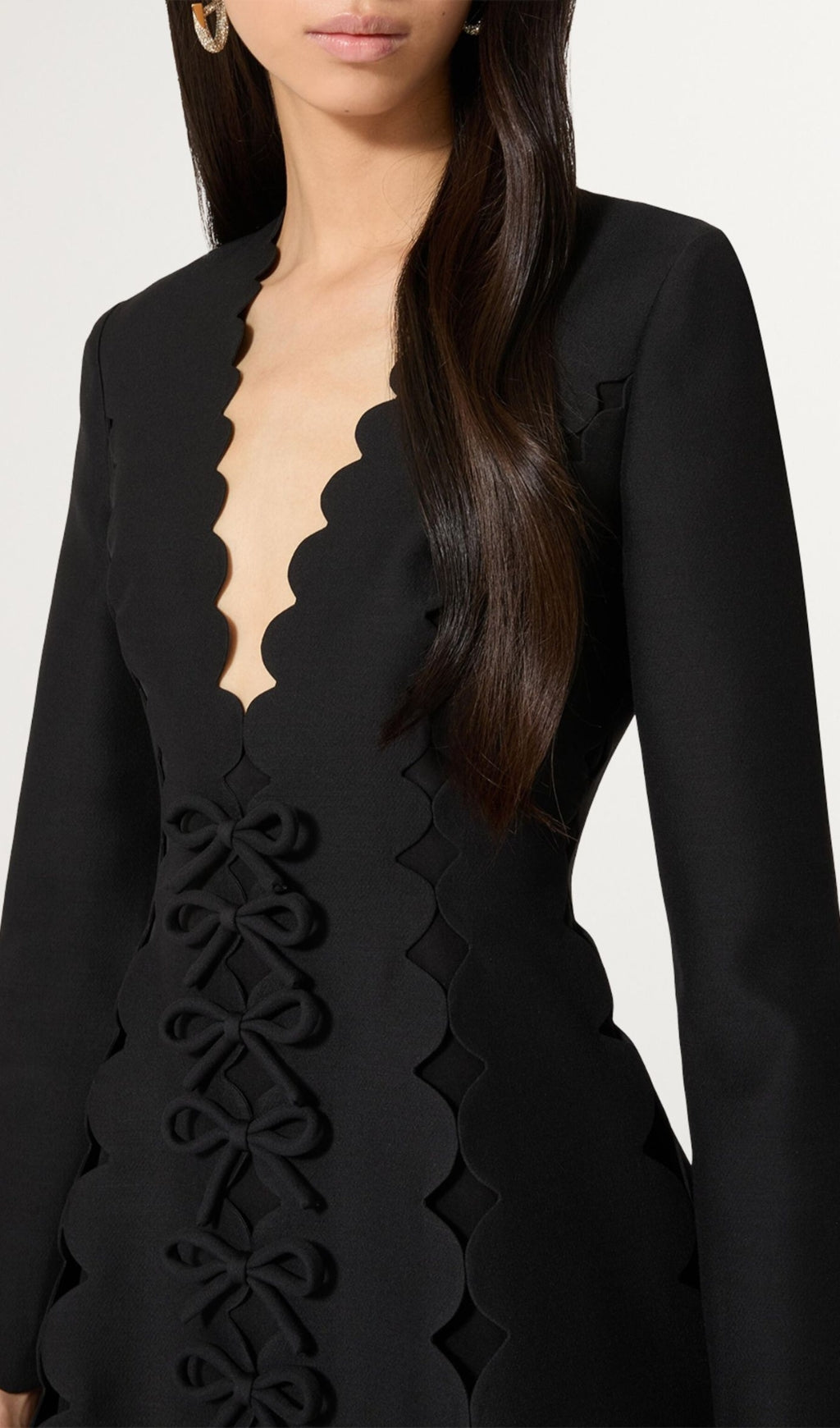 Breonna Black Bow Long Sleeve Mini Dress