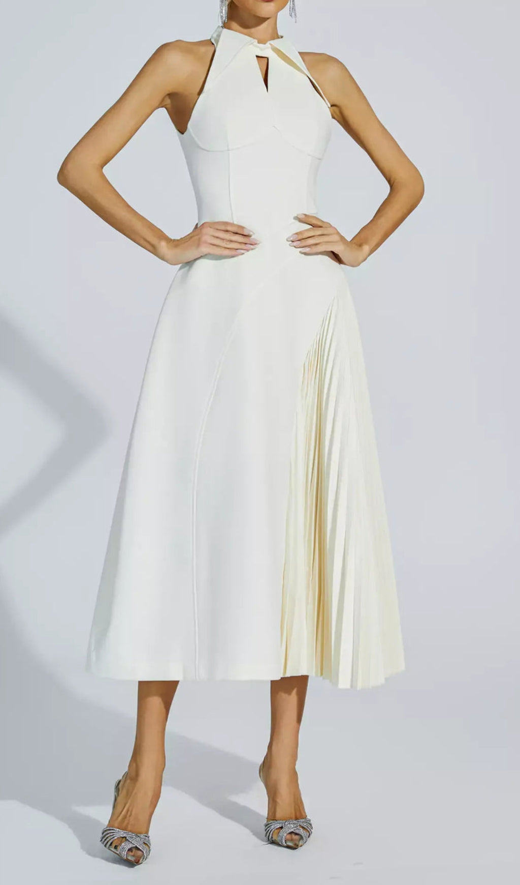 Clemency Sleeveless Pleated Midi Dress