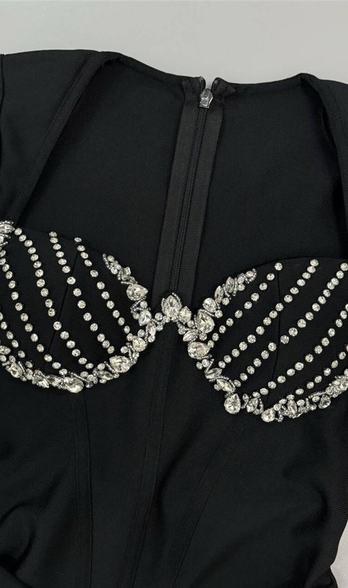 Felicja Diamante Long Sleeve Bandage Maxi Dress