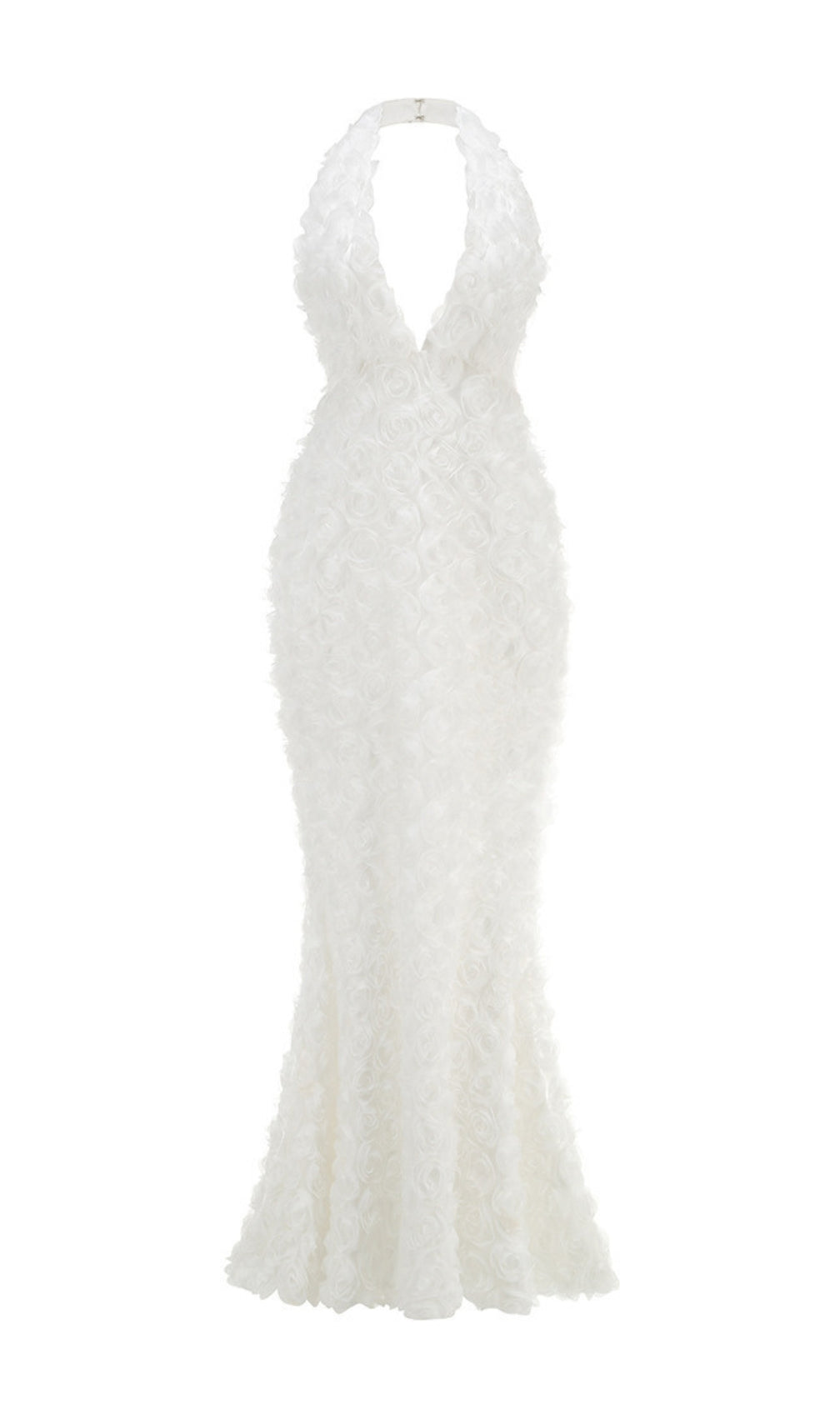 Dorika White Halter Flower Gown