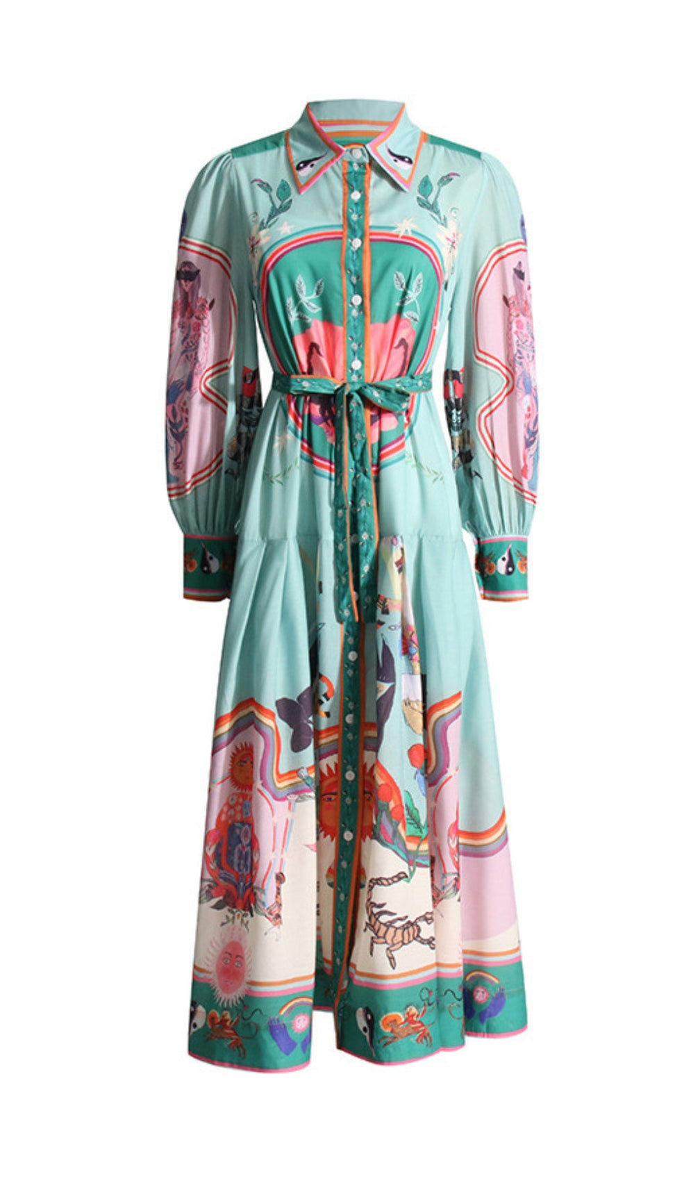 Apollonia Belted Printed Shirt Dress