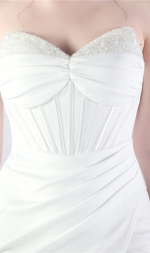 Chizue White Strapless Corset Split Maxi Dress