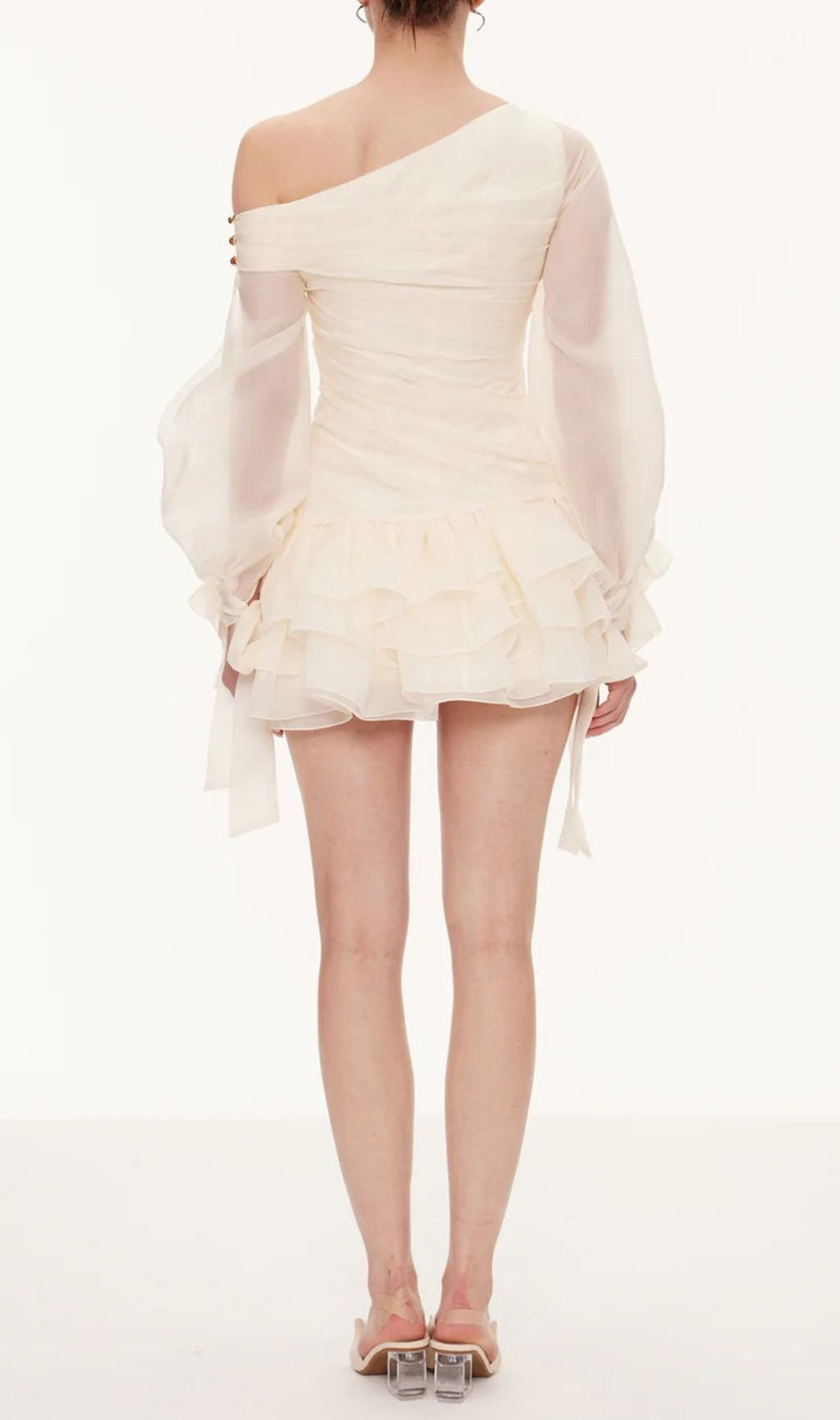 Kaija Chic Bow Mini Dress | Asymmetric Puffy Sleeve Party Style