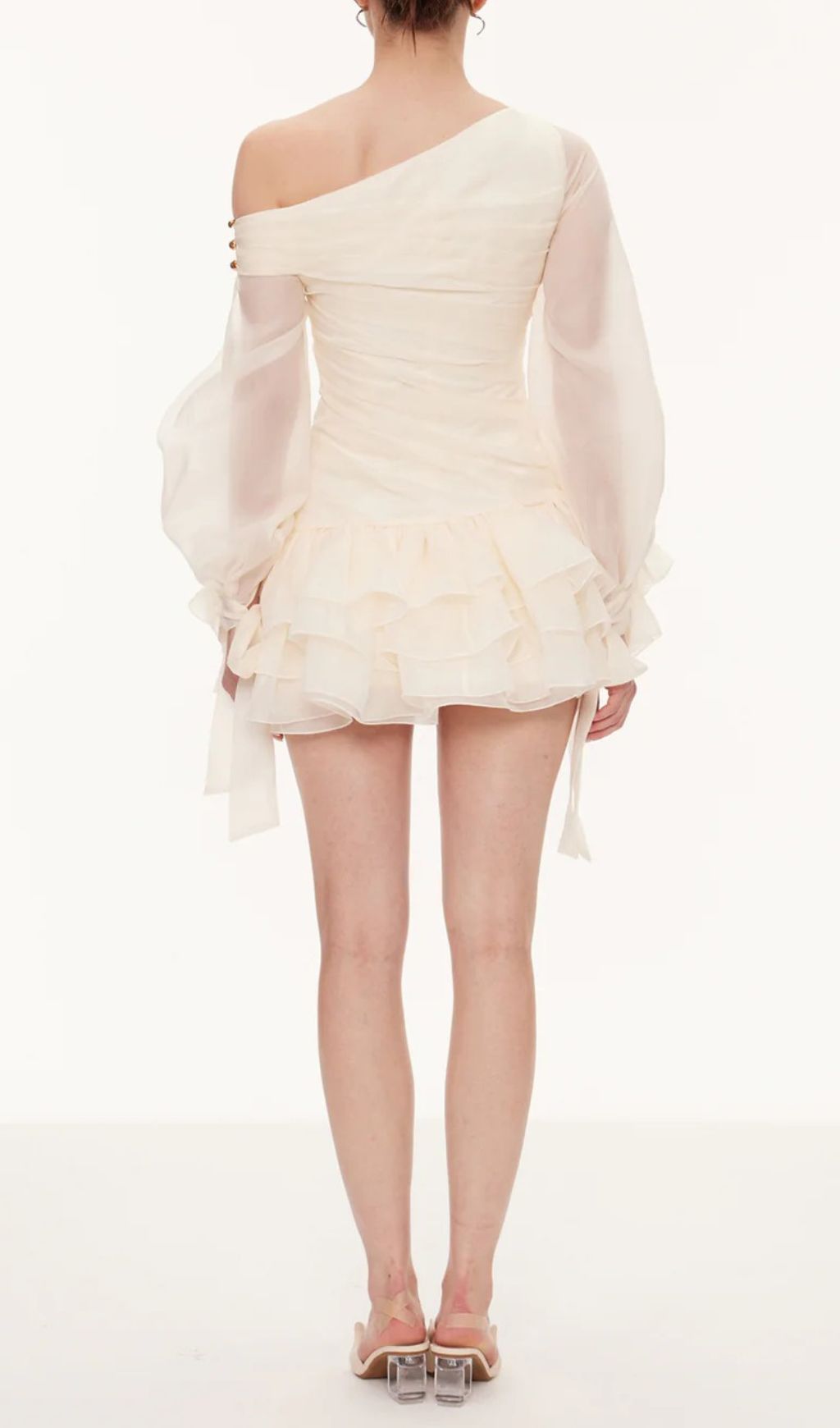 Kaija Chic Bow Mini Dress | Asymmetric Puffy Sleeve Party Style