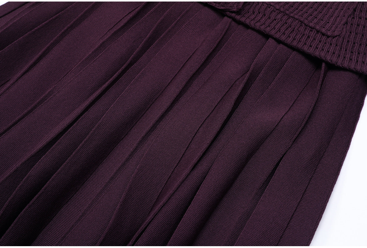 Kary Chic Rib-Knit Mini Dress - Long Sleeve, Contouring & Button Detail