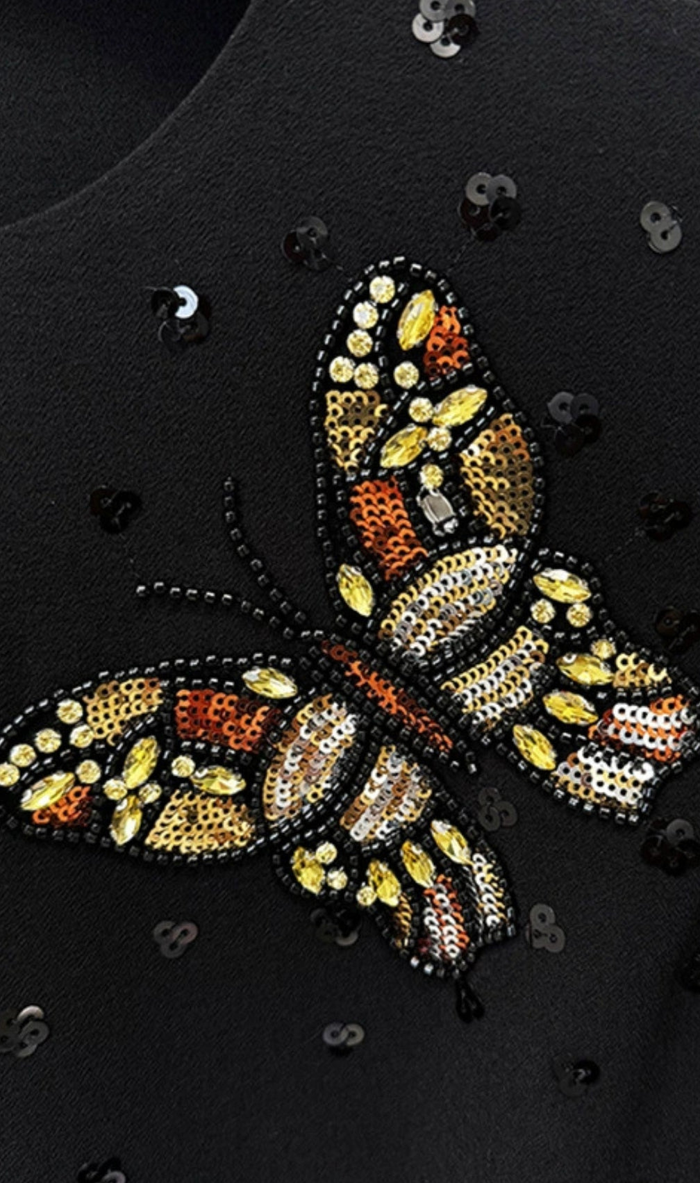 Erzsebet Black Butterfly Sequin Mini Dress