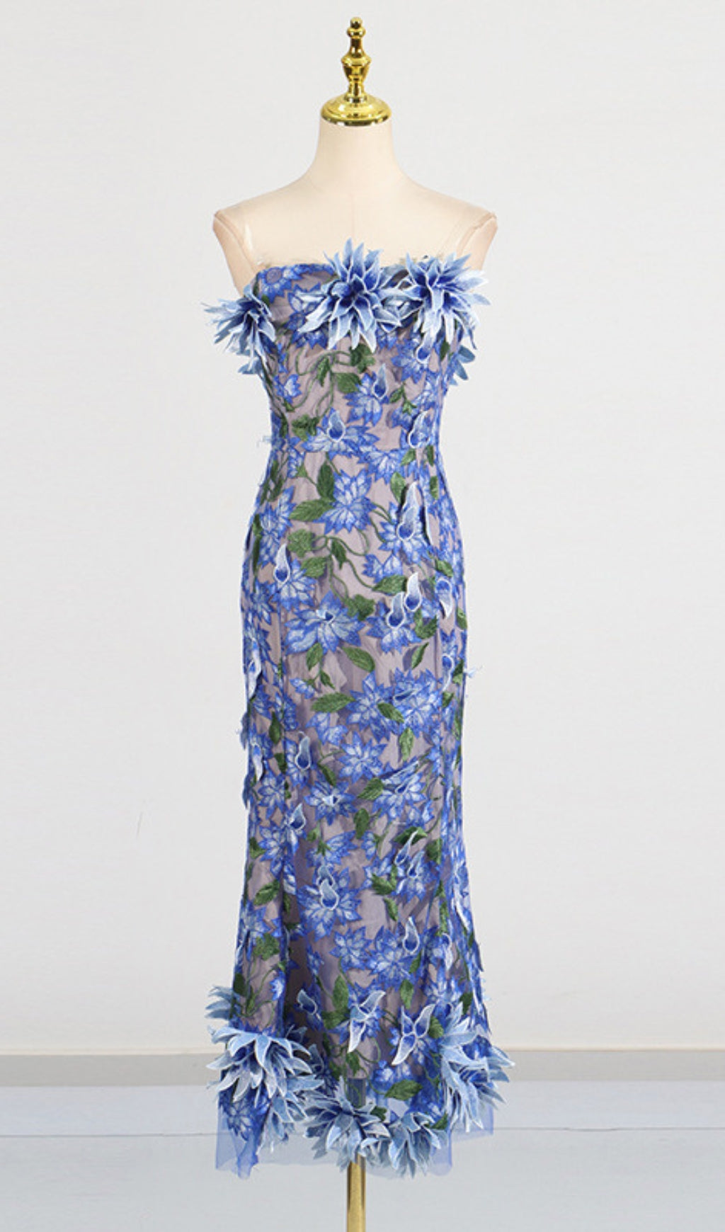 Derya Strapless Flower Midi Dress
