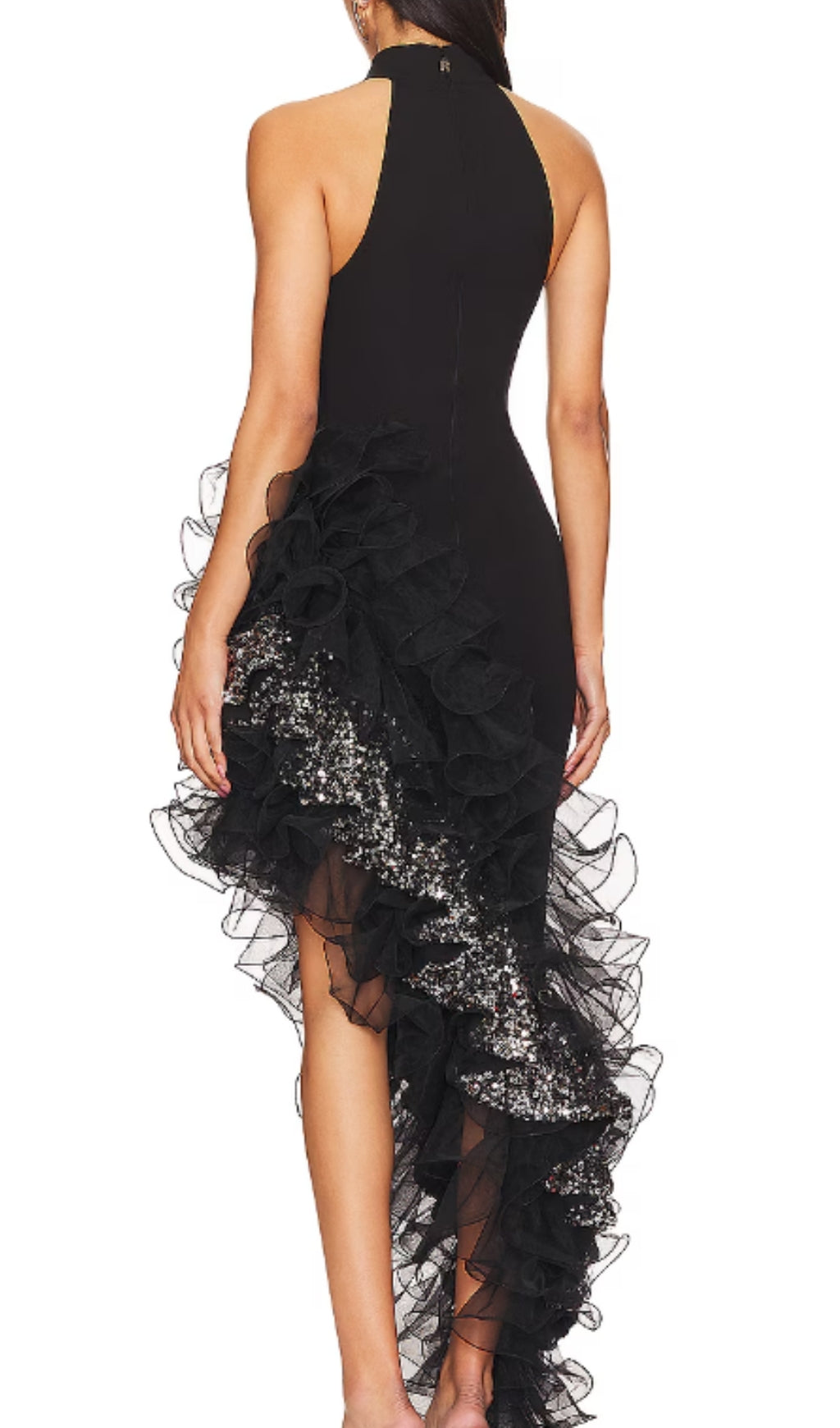 Donny Black Halter Mesh Maxi Dress