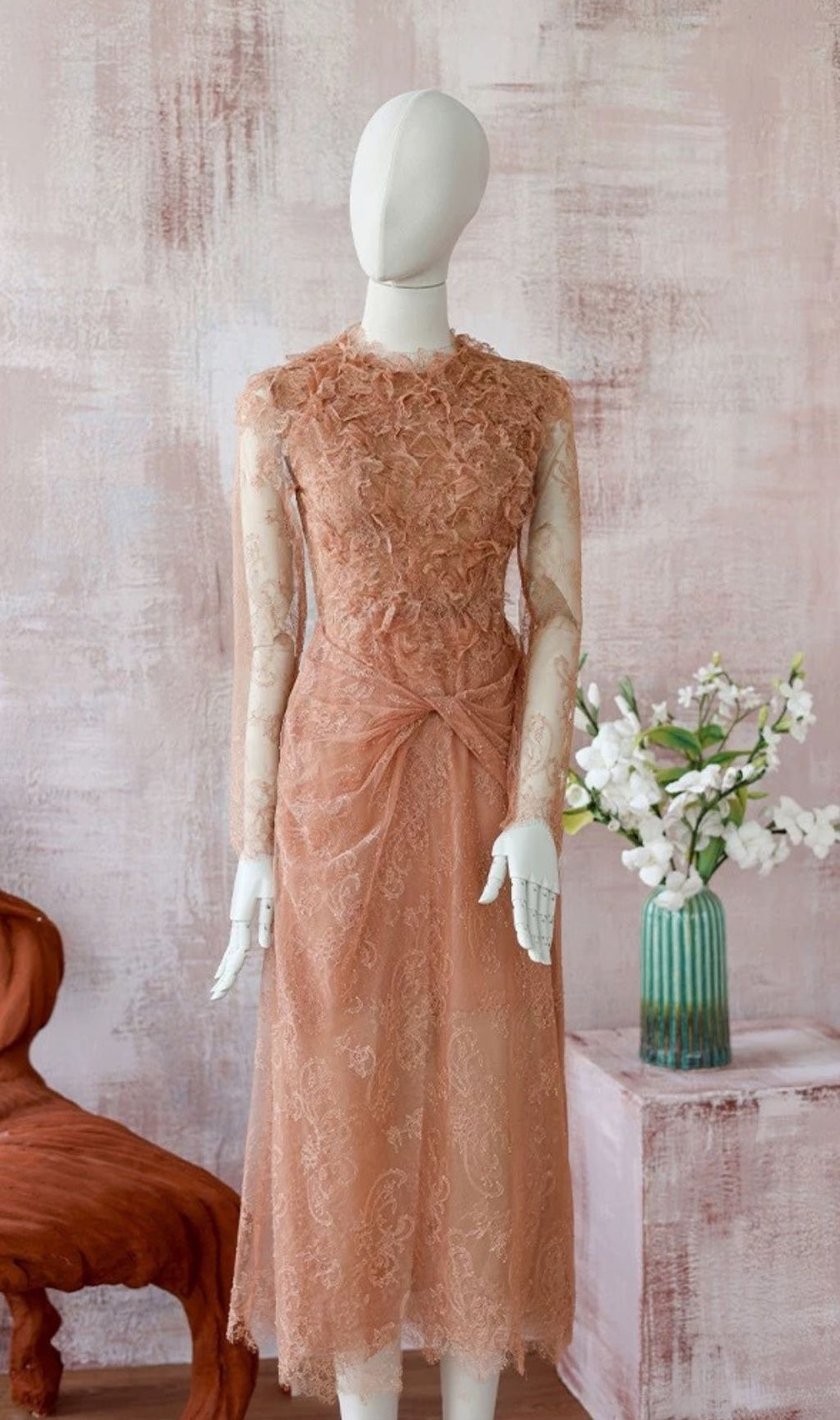 Jamar Romantic Lace Midi Dress | Elegant Long Sleeve Occasion Wear