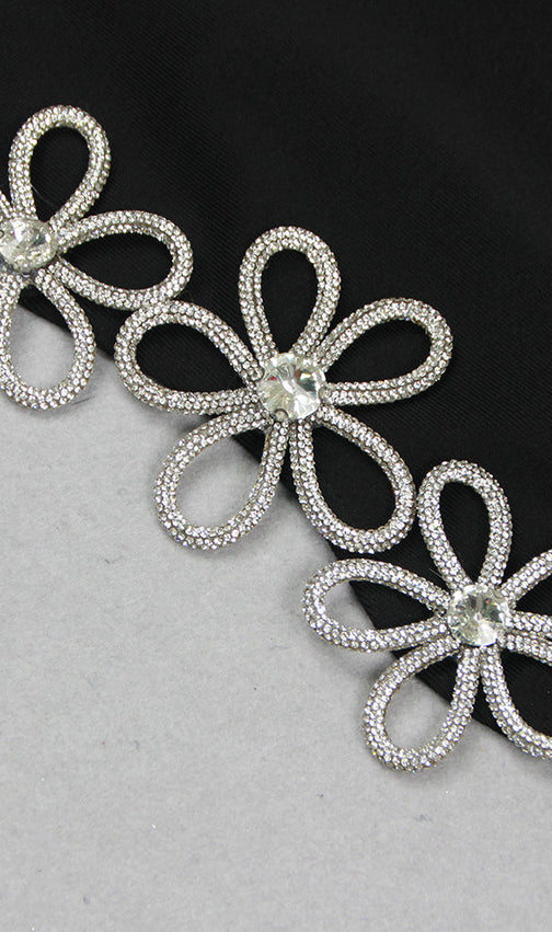 Hollow Sleeveless Hot Rhinestone Top & Dress Set