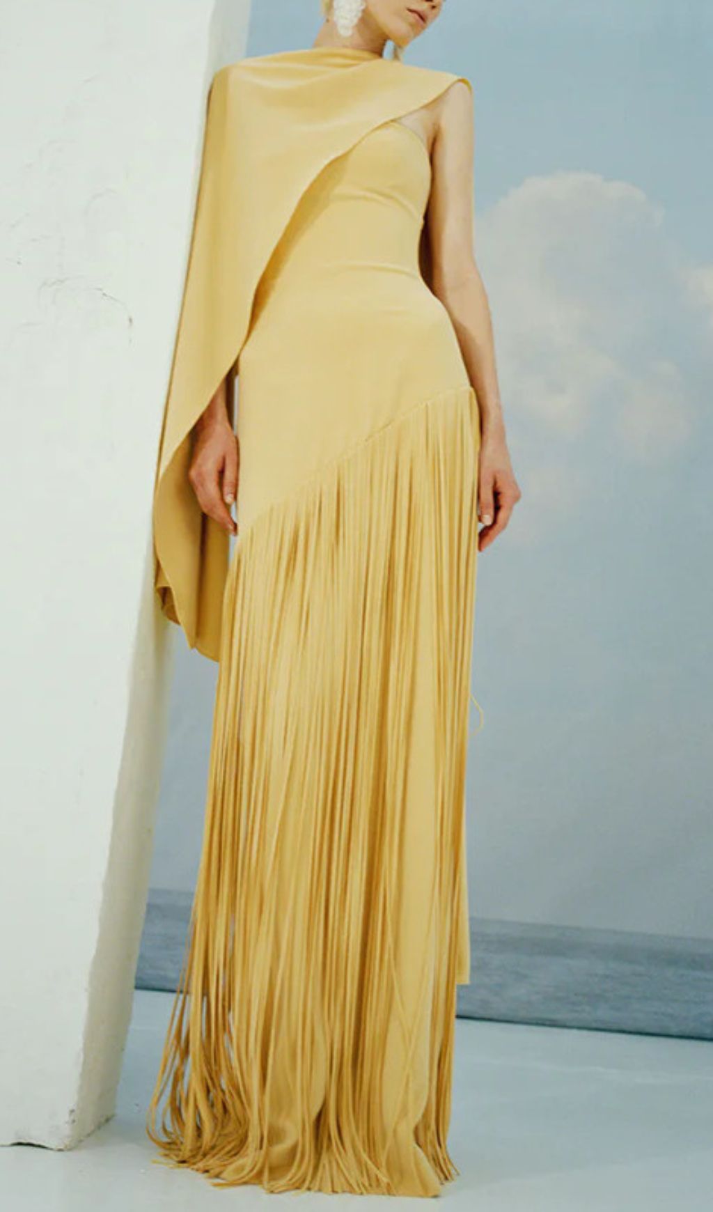 Gurit Strapless Tassel Maxi Dress With Shawl