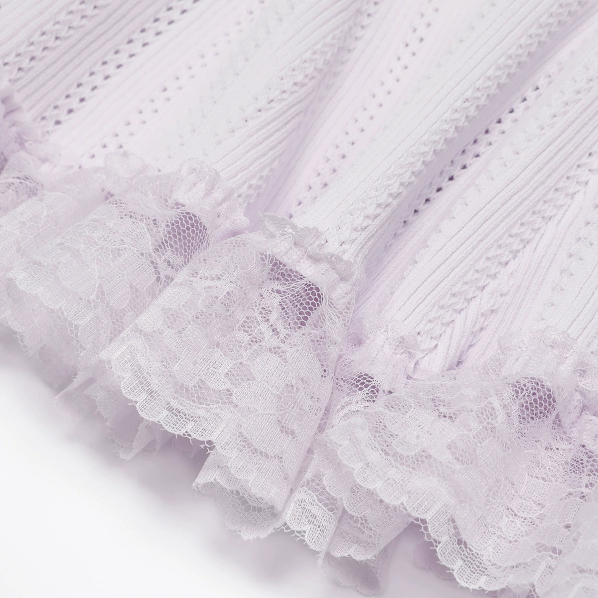 Khosrow Lilac Knit Peplum Mini Dress | Chic Lace Trim & Polo Collar