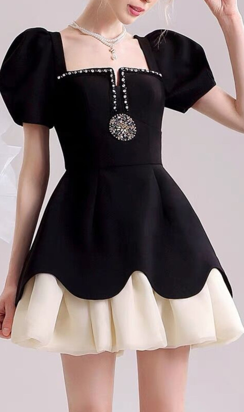 Cayla Black Puff Sleeve Mini Dress