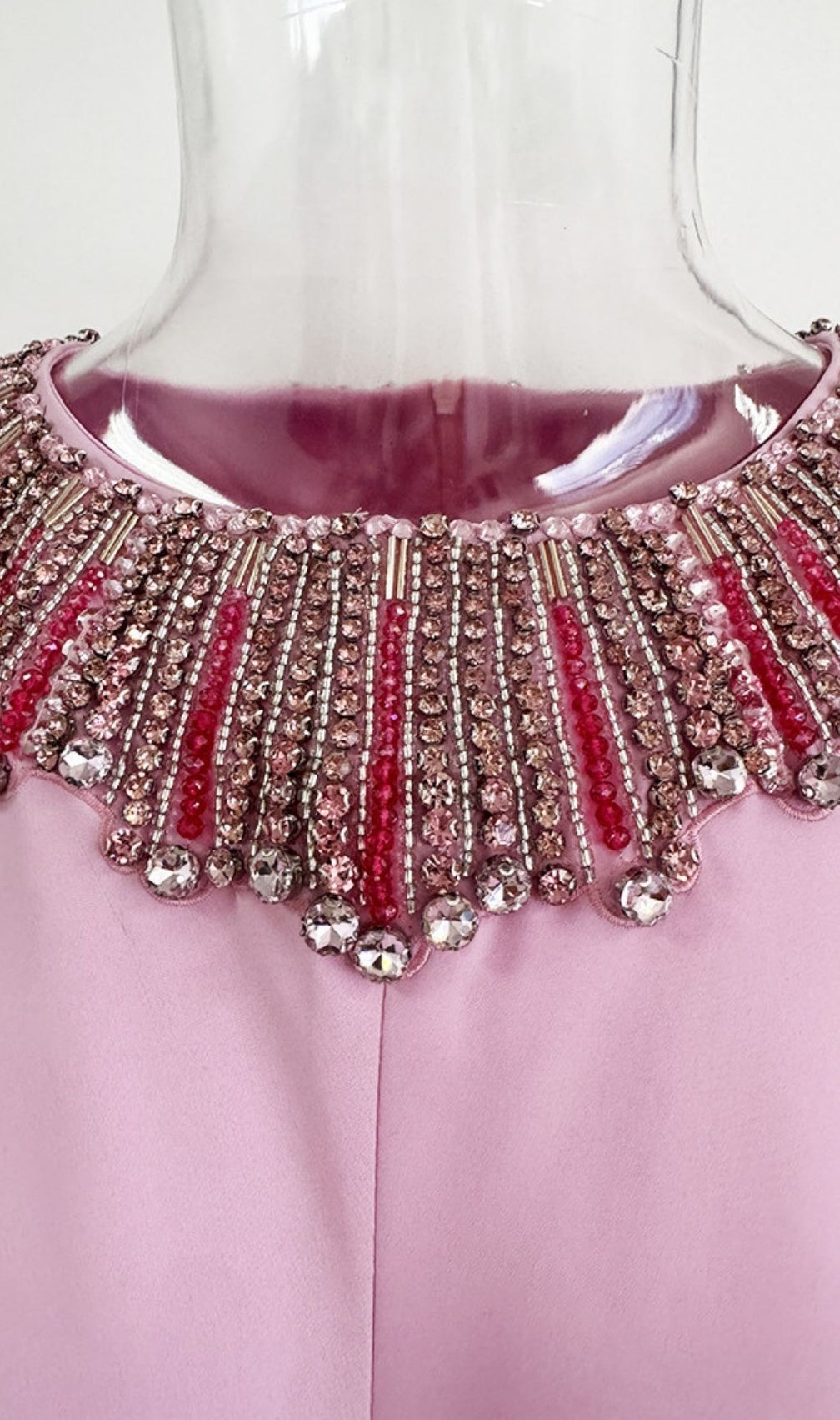 Krikor Pink Diamante Maxi Dress