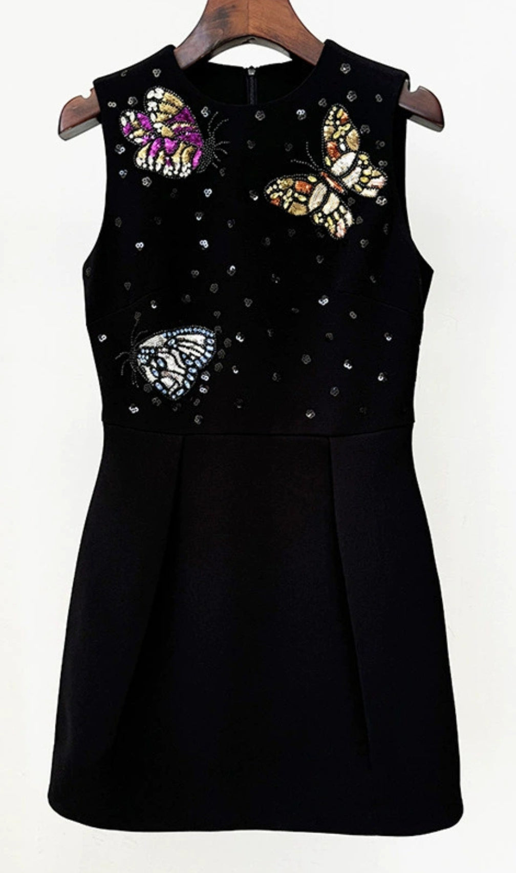 Erzsebet Black Butterfly Sequin Mini Dress