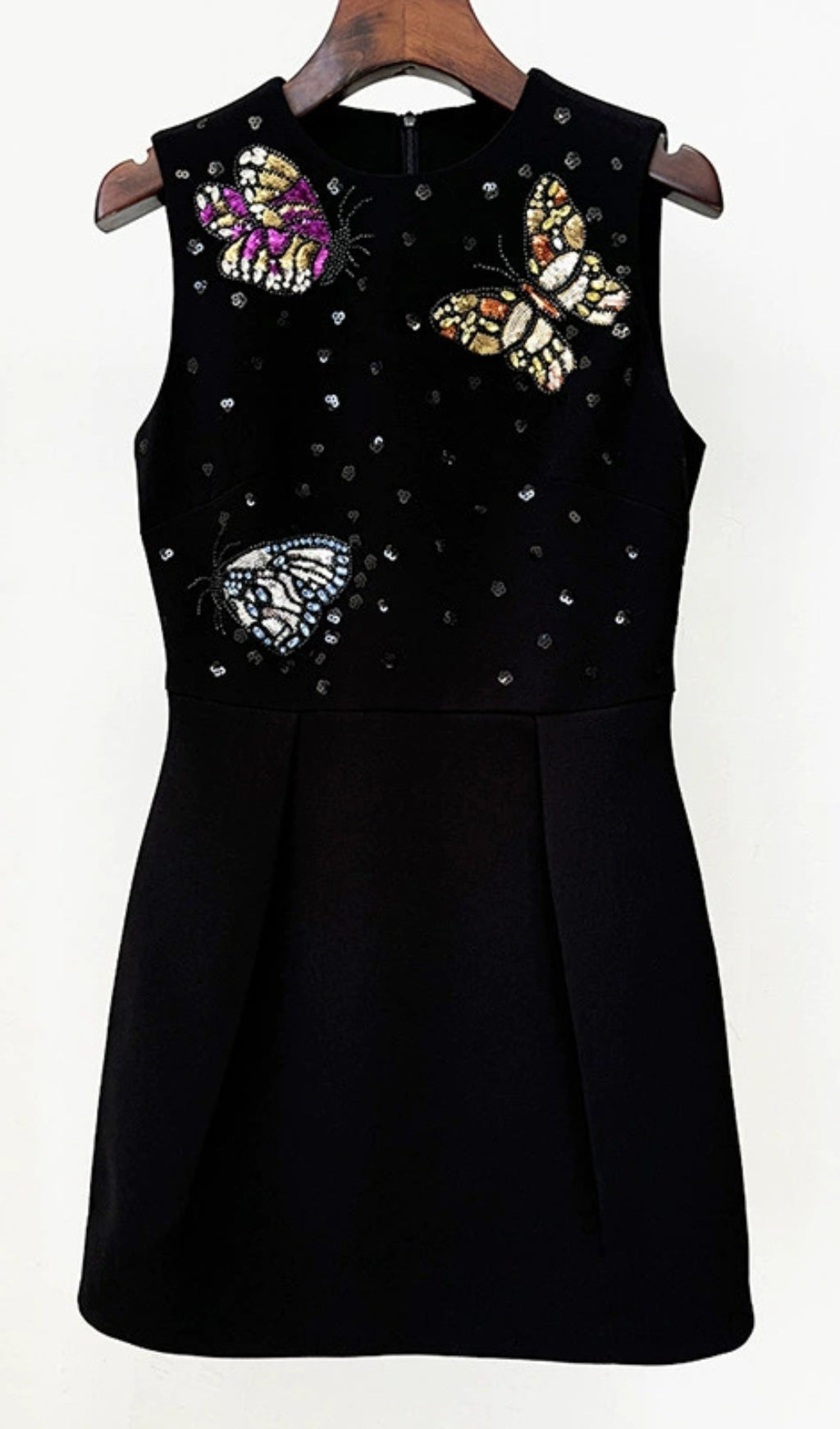Erzsebet Black Butterfly Sequin Mini Dress
