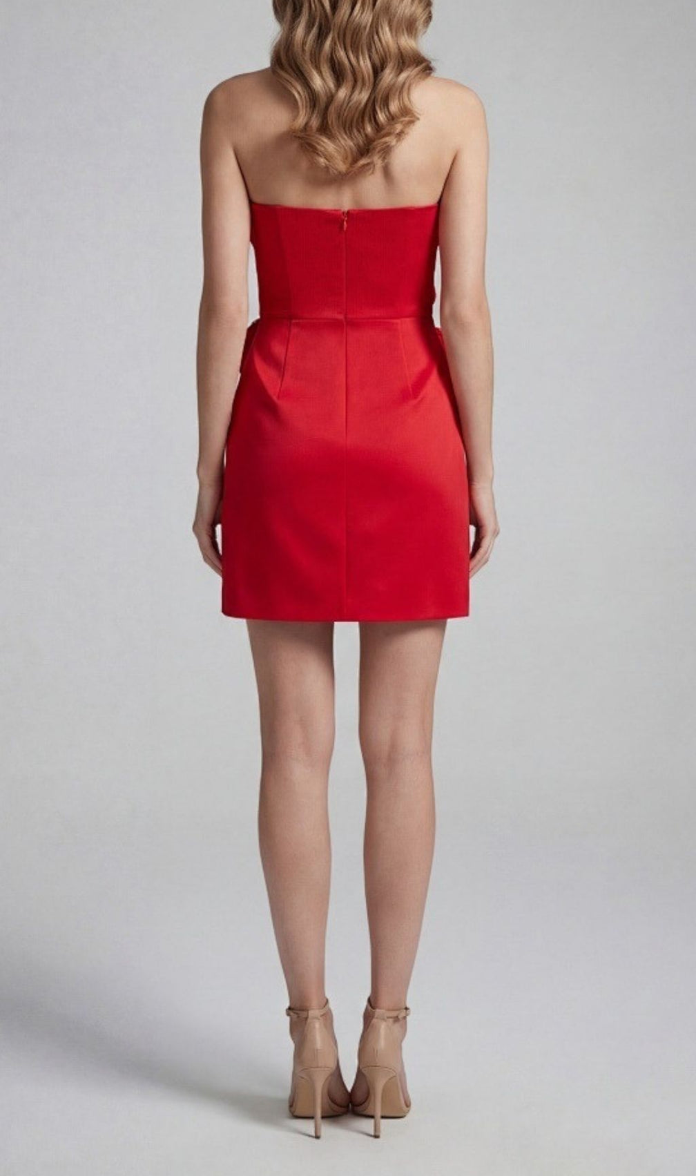 Kazuye Red Strapless Rose Appliqué Mini Dress | Date Night & Cocktail Party Ready