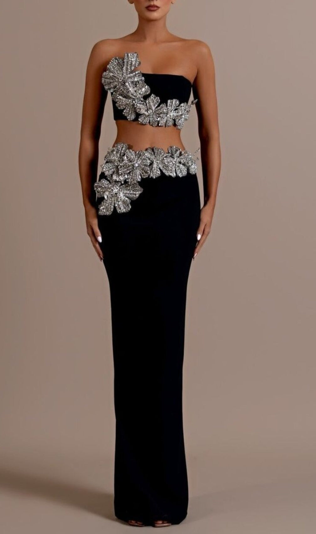 Banner Black Flower Crystal Two-Piece Set