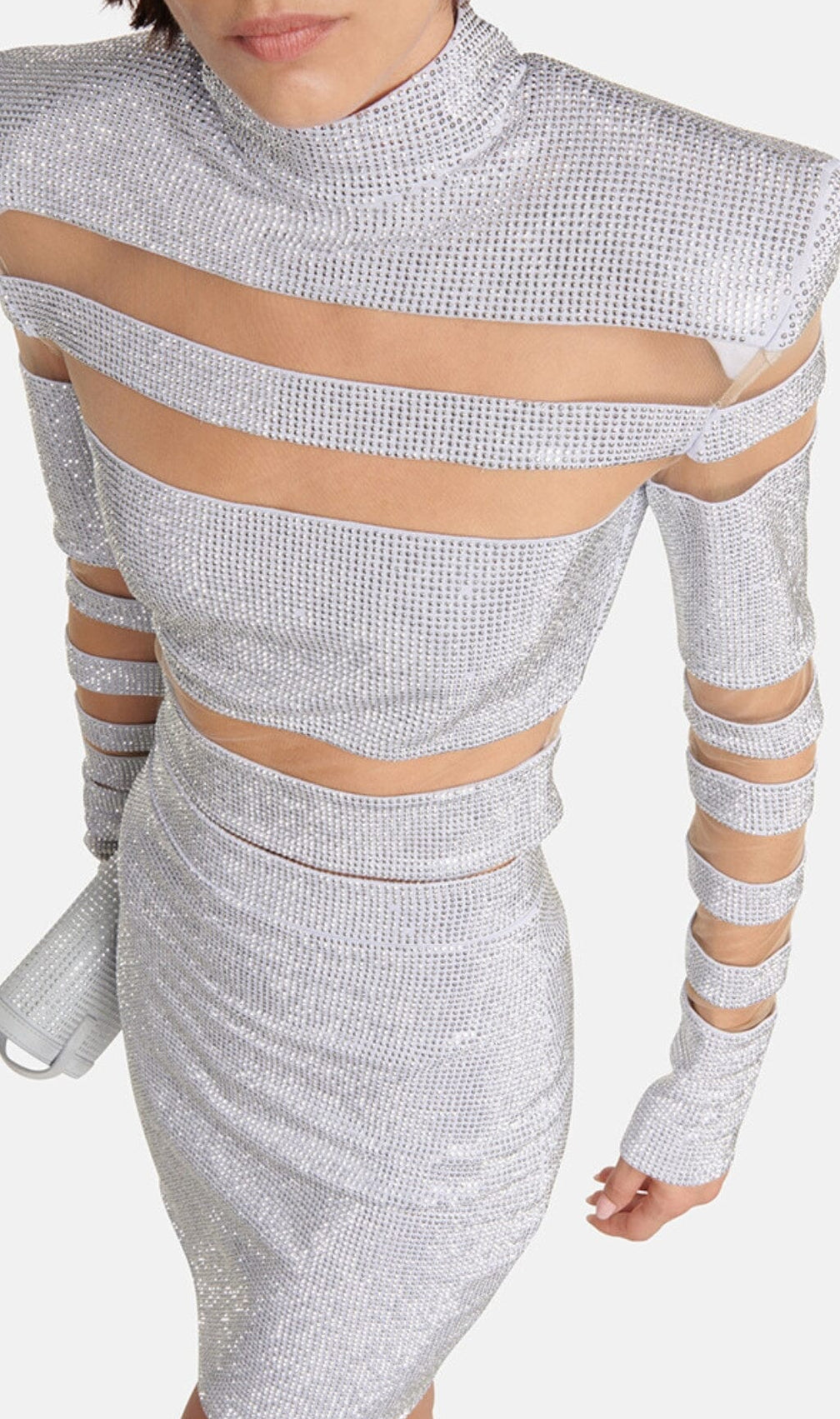 Amaris Silver Patchwork Rhinestone Set