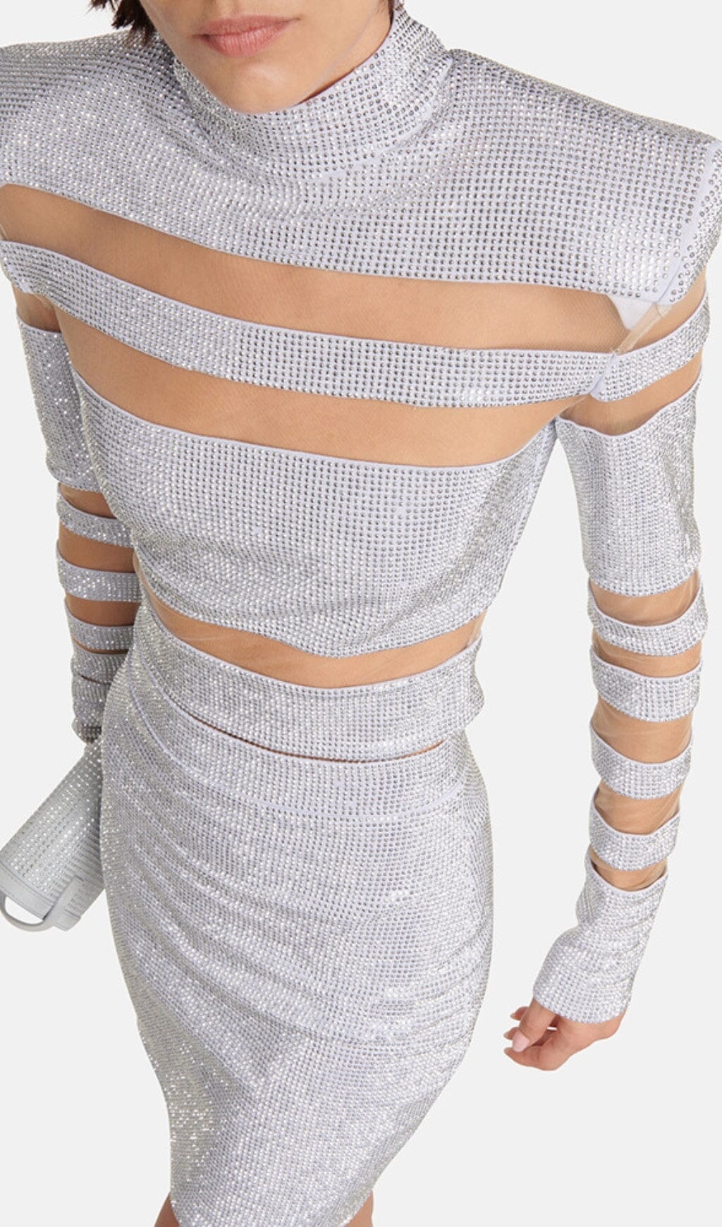 Amaris Silver Patchwork Rhinestone Set