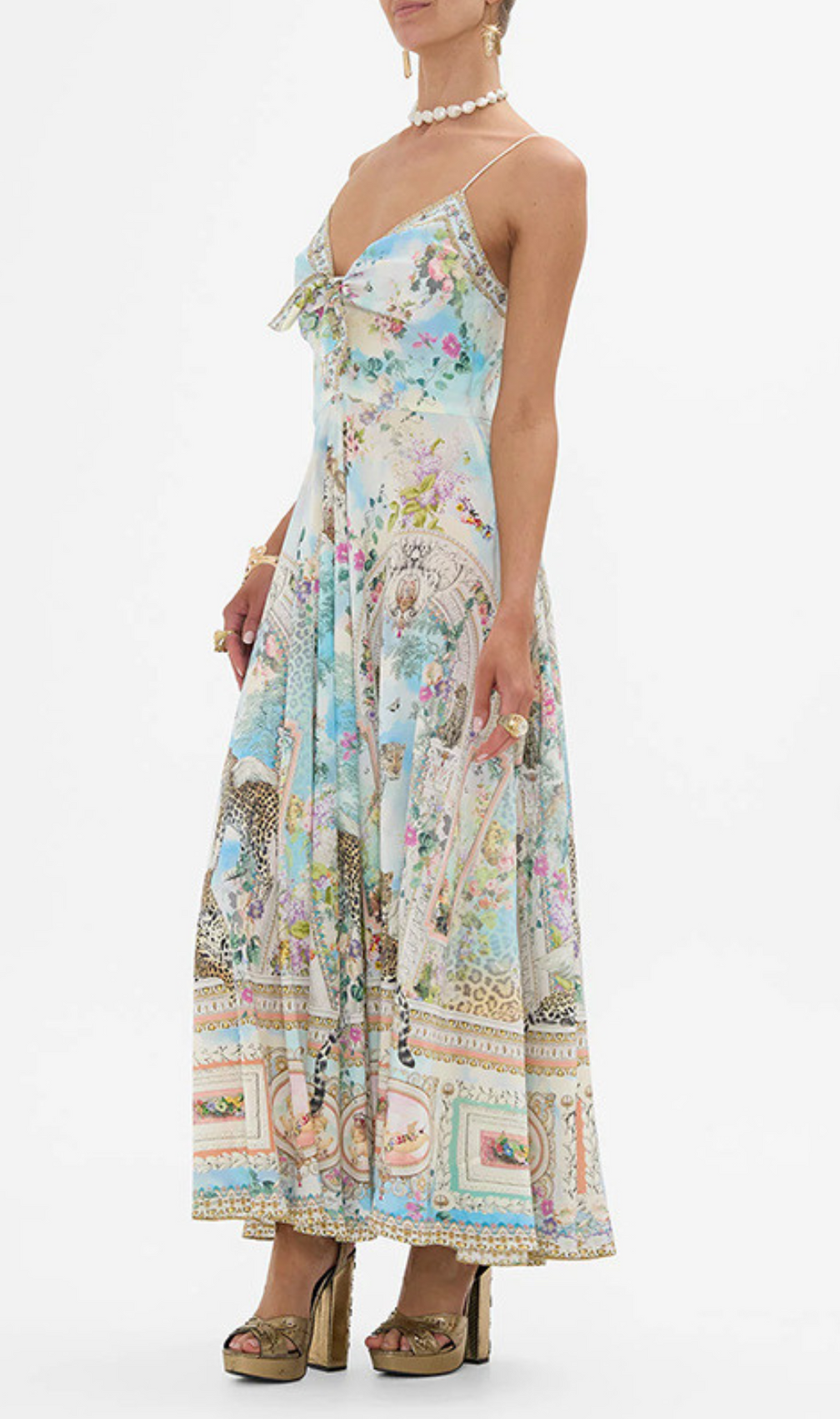 Gaynell Strappy Printed Maxi Dress