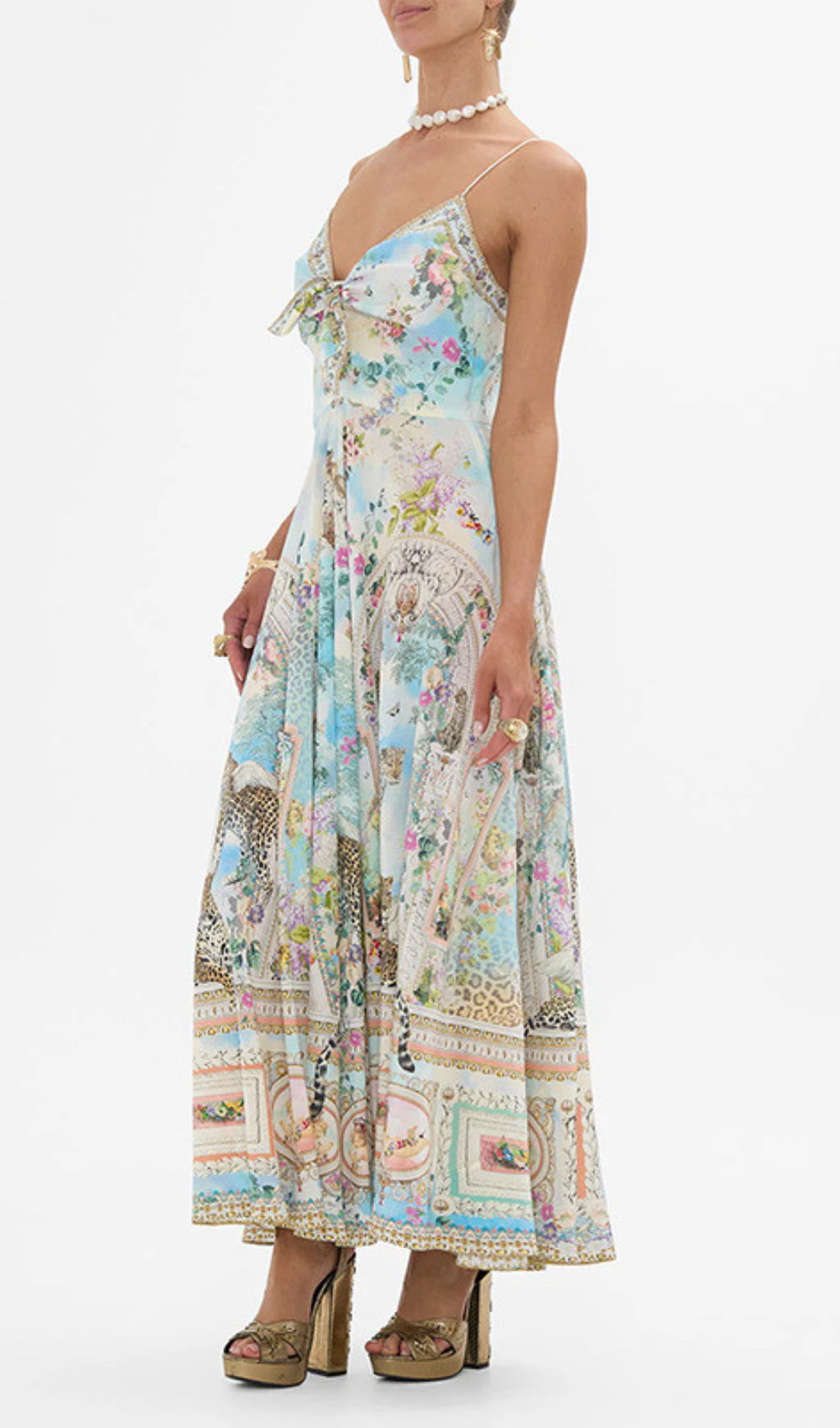 Gaynell Strappy Printed Maxi Dress