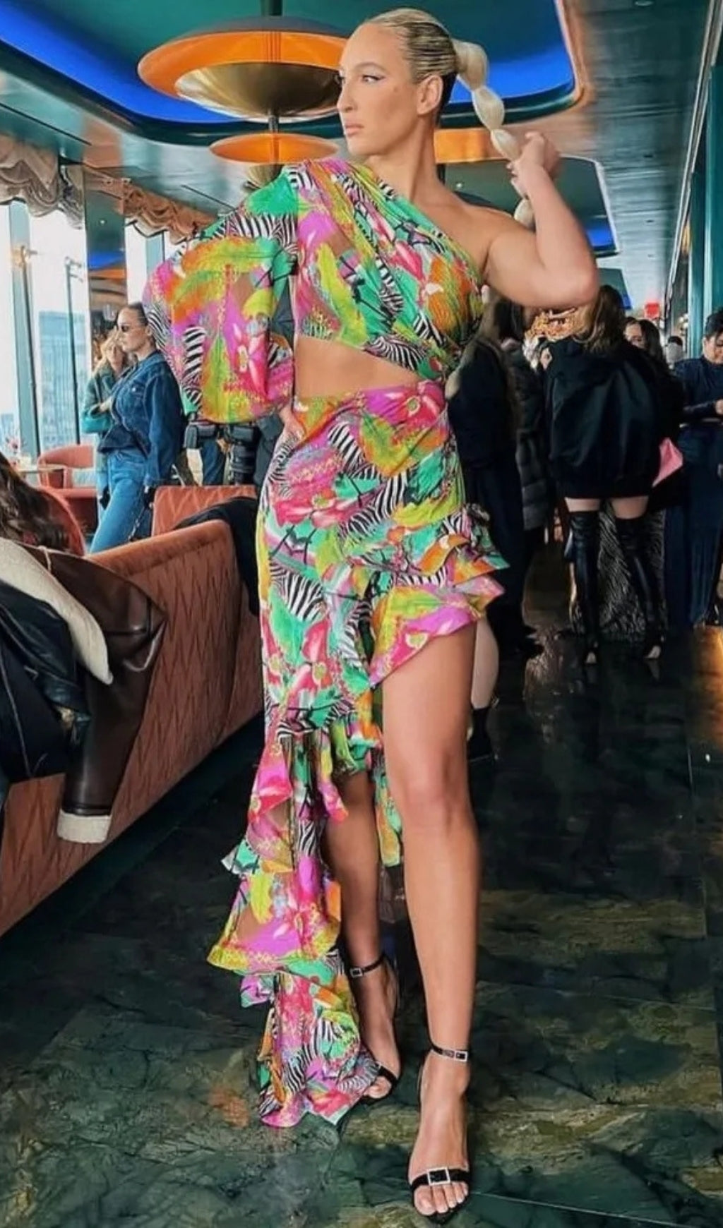 Asfrid One Shoulder Printed Maxi Dress