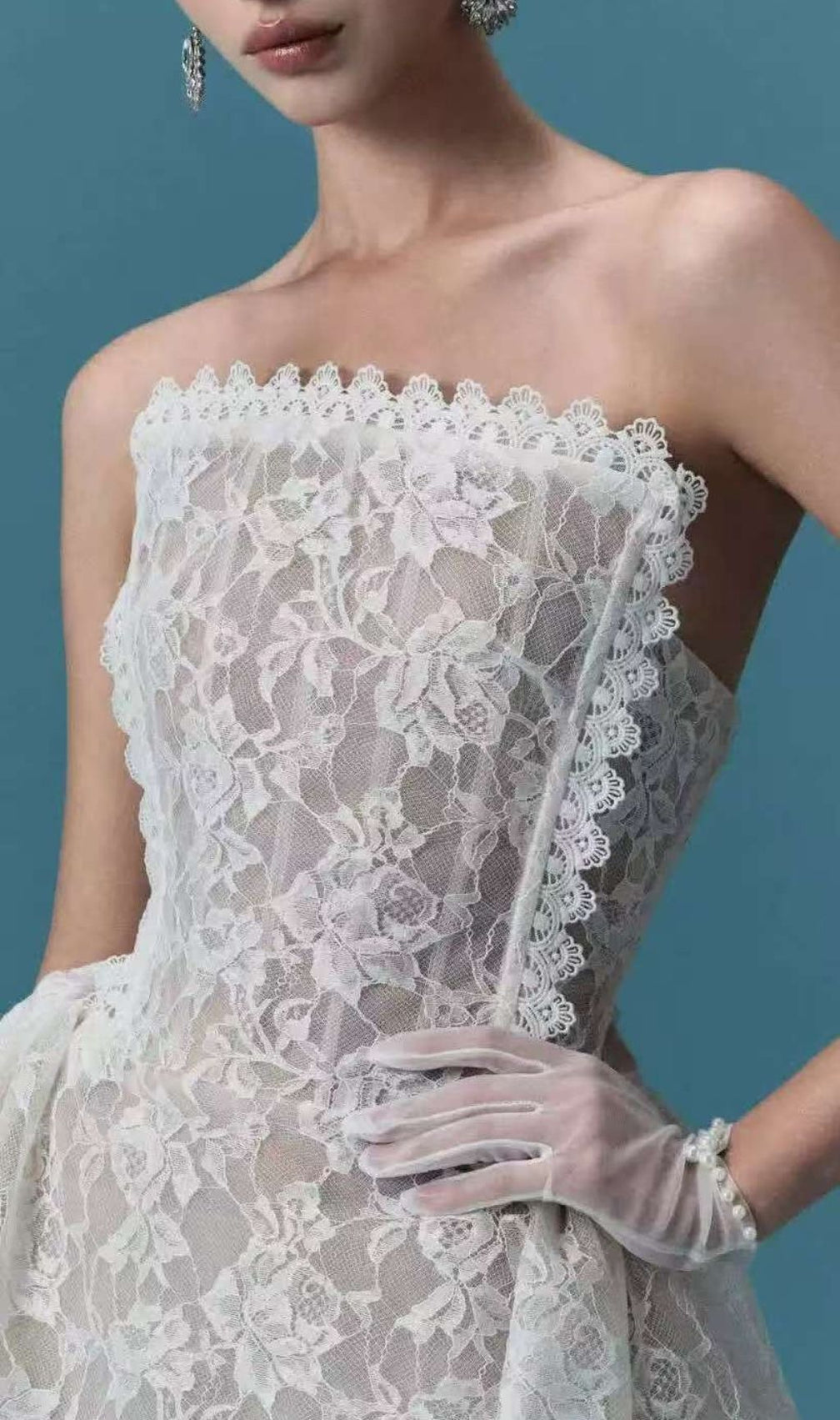 Lajos Strapless Lace Corset Mini Dress