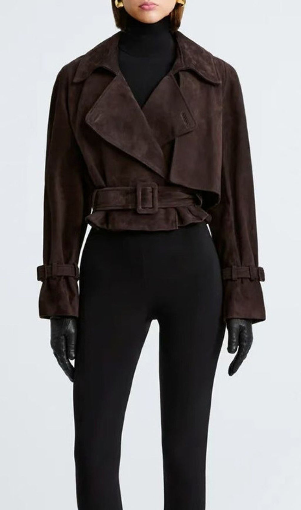 Gittel Brown Belt Crop Coat