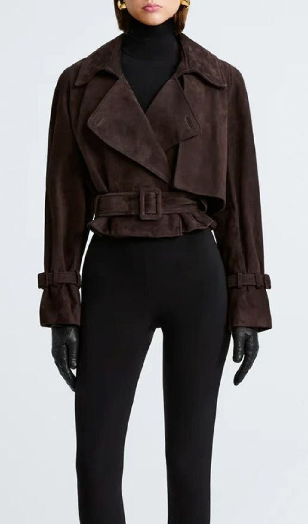 Gittel Brown Belt Crop Coat