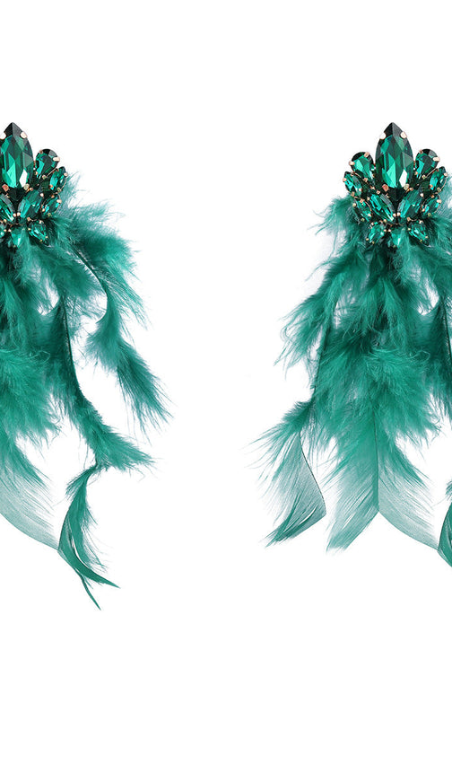 Rhinestone Feather Earrings