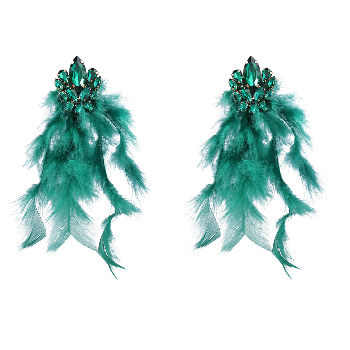 Rhinestone Feather Earrings