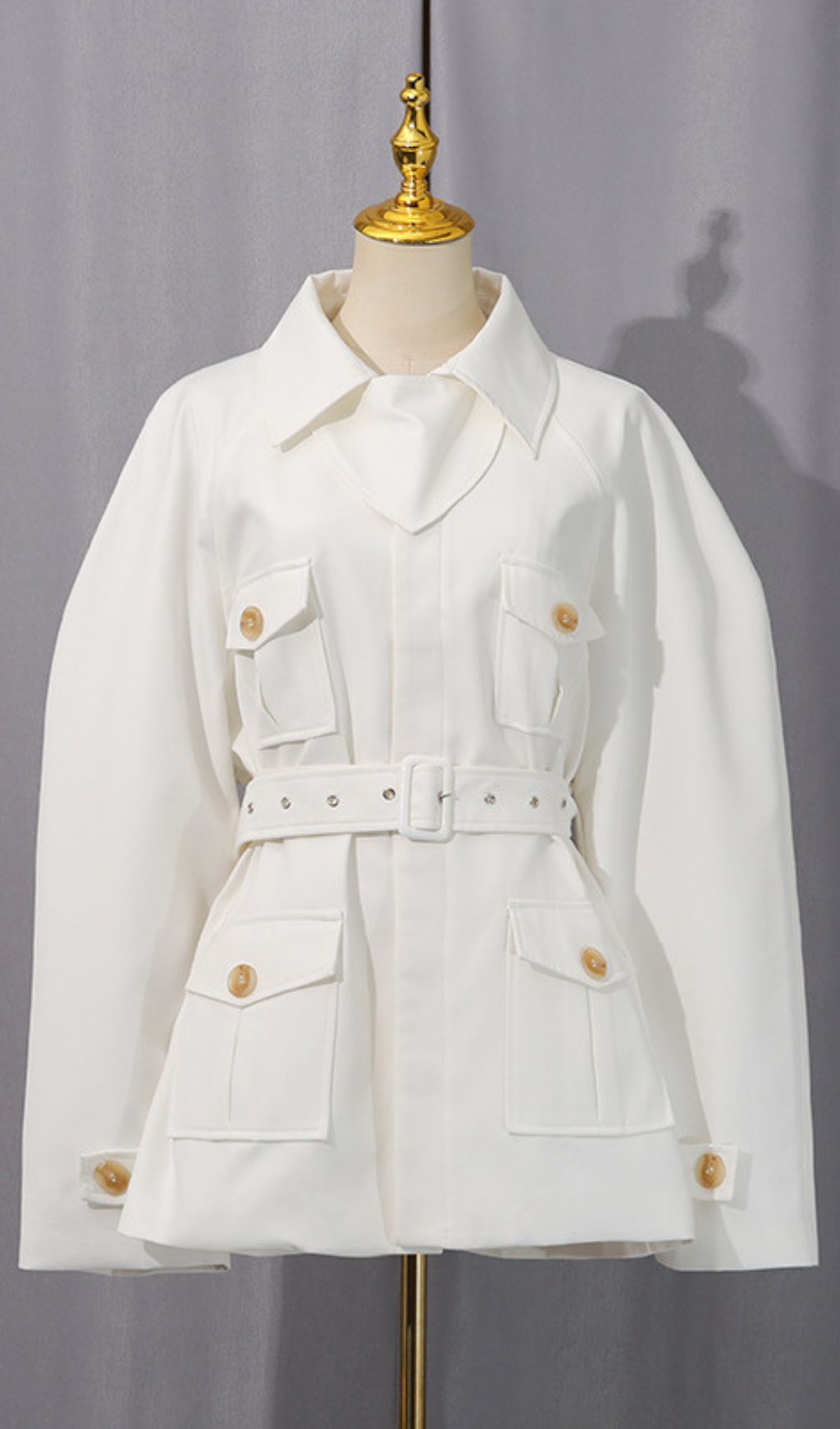 Chic Idalia White Belted Utility Jacket - Modern & Versatile Style