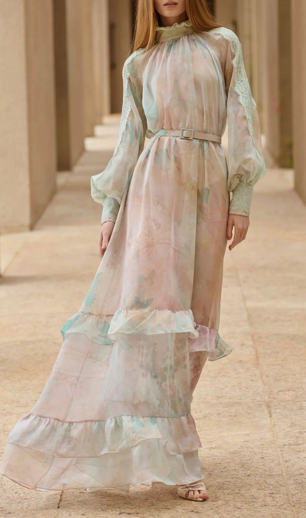 Jenitta Ethereal Butterfly & Floral Maxi Dress | Long Sleeve Flowy Gown