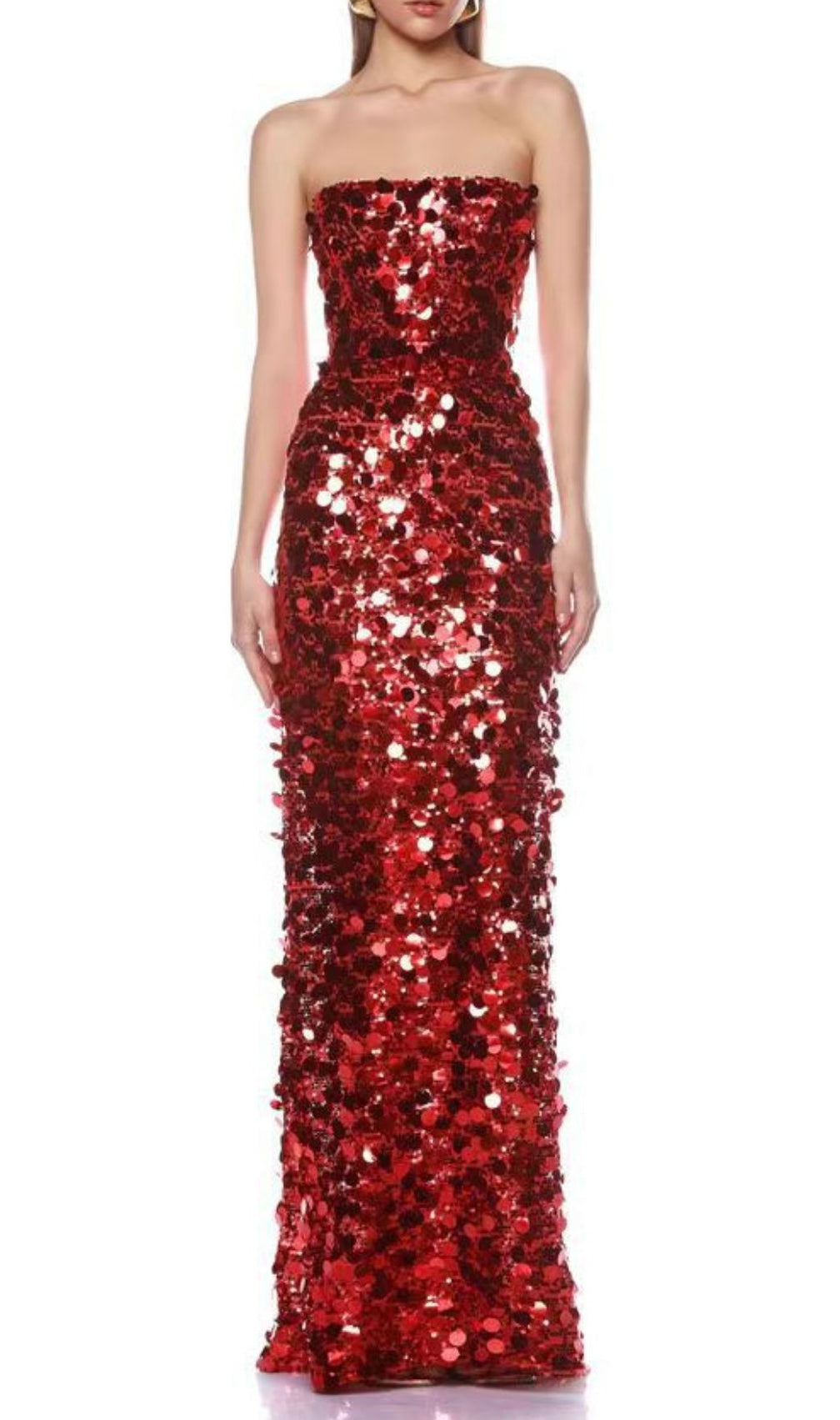 Jaya Red Strapless Sequin Maxi Dress | Unapologetic Glamour for Unforgettable Nights