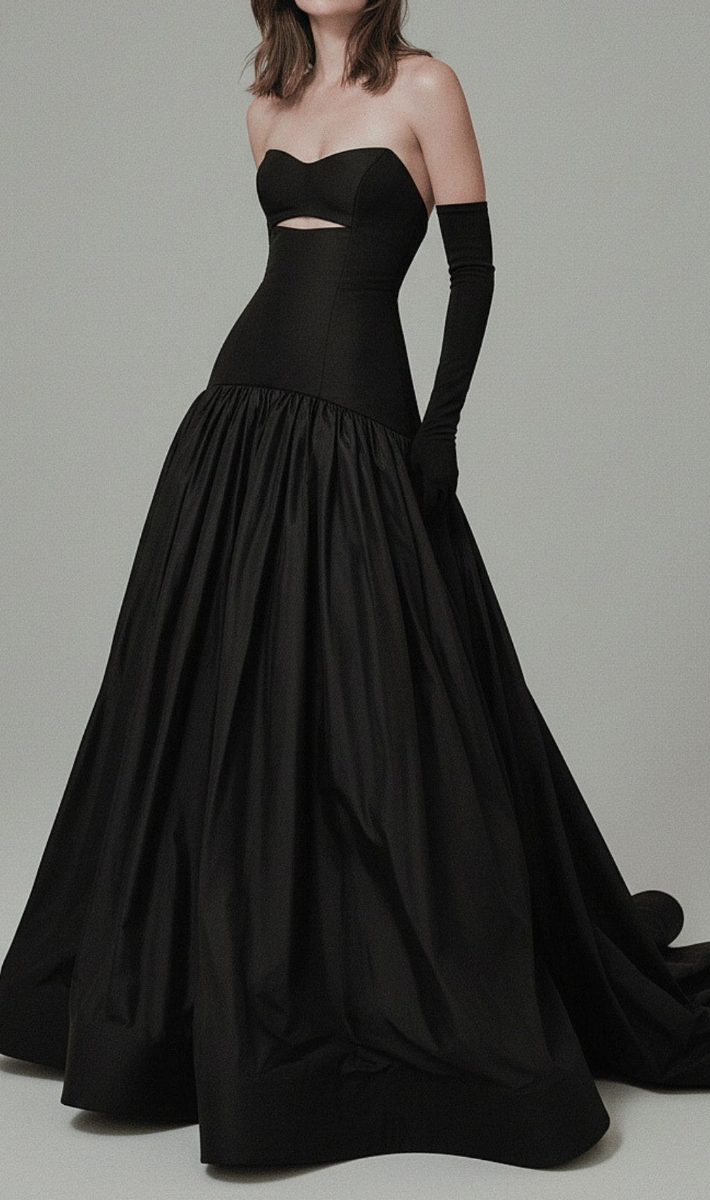 Kaliana Black Strapless Sweetheart Cutout Maxi Gown | Elegant Evening Dress