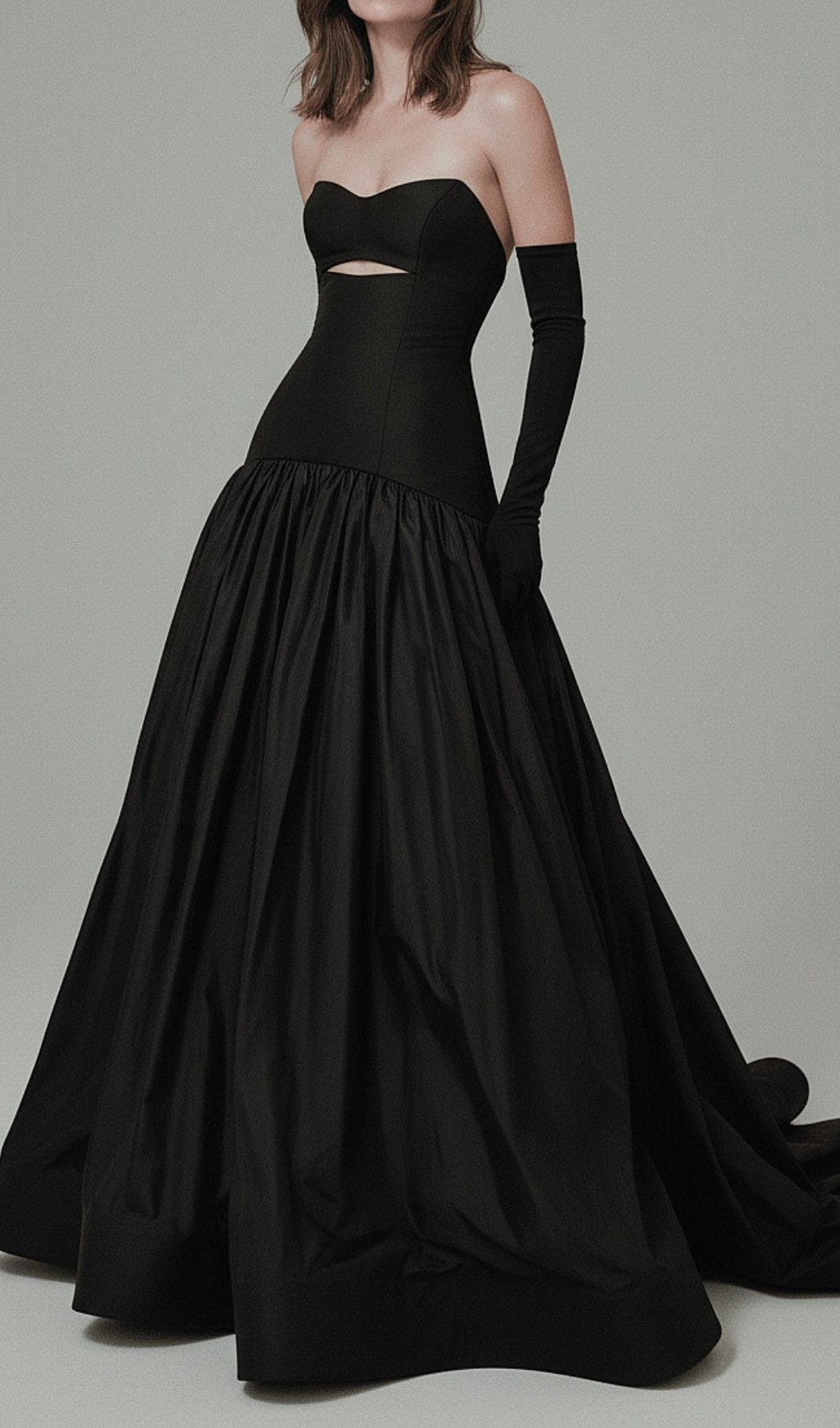 Kaliana Black Strapless Sweetheart Cutout Maxi Gown | Elegant Evening Dress